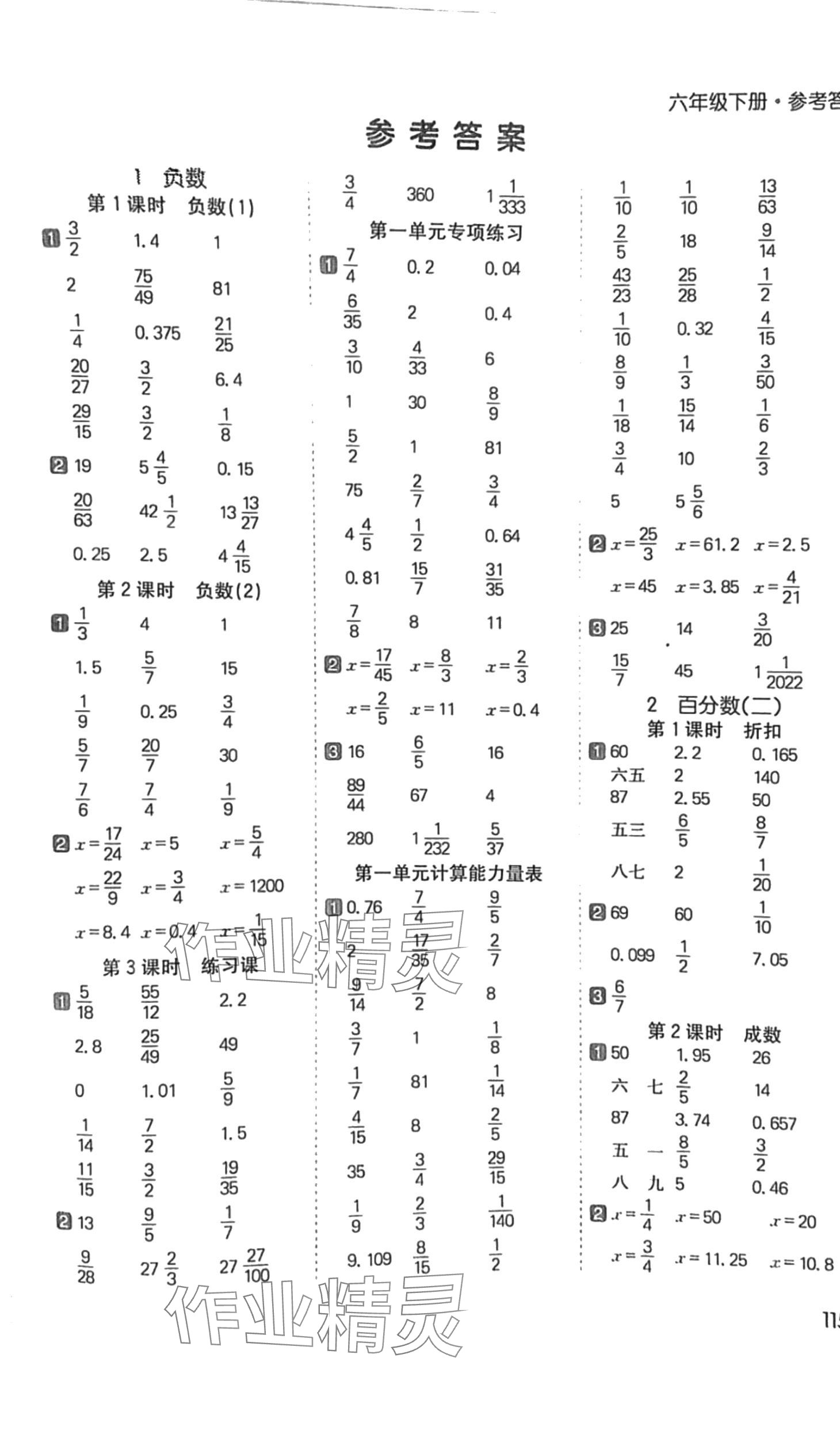 2024年七彩課堂計(jì)算天天練六年級(jí)數(shù)學(xué)下冊(cè)人教版 第1頁(yè)