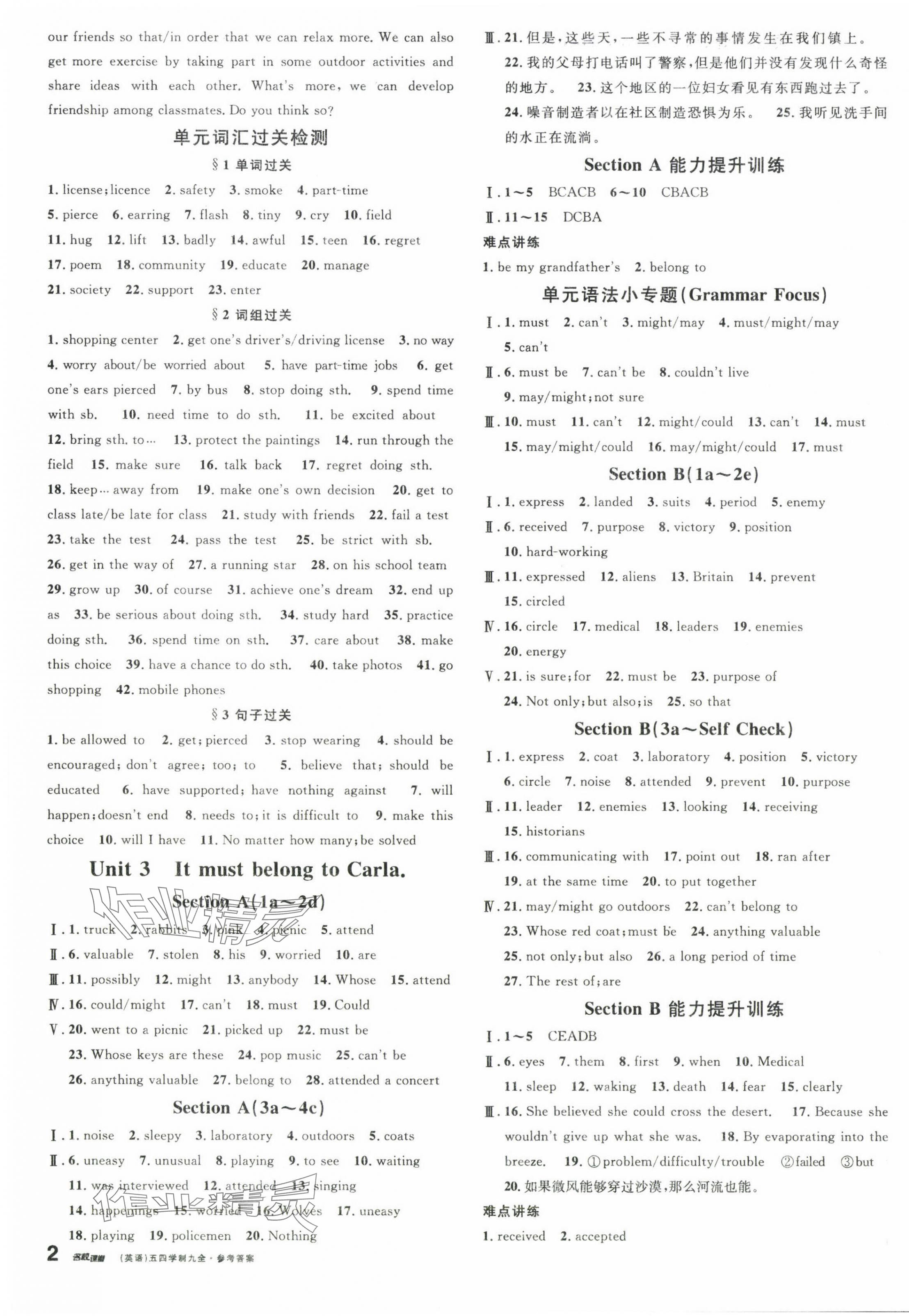 2025年名校課堂九年級英語全一冊魯教版五四制山東專版 第3頁