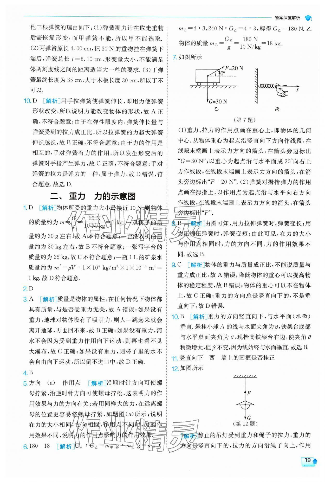 2024年实验班提优训练八年级物理下册苏科版 参考答案第19页