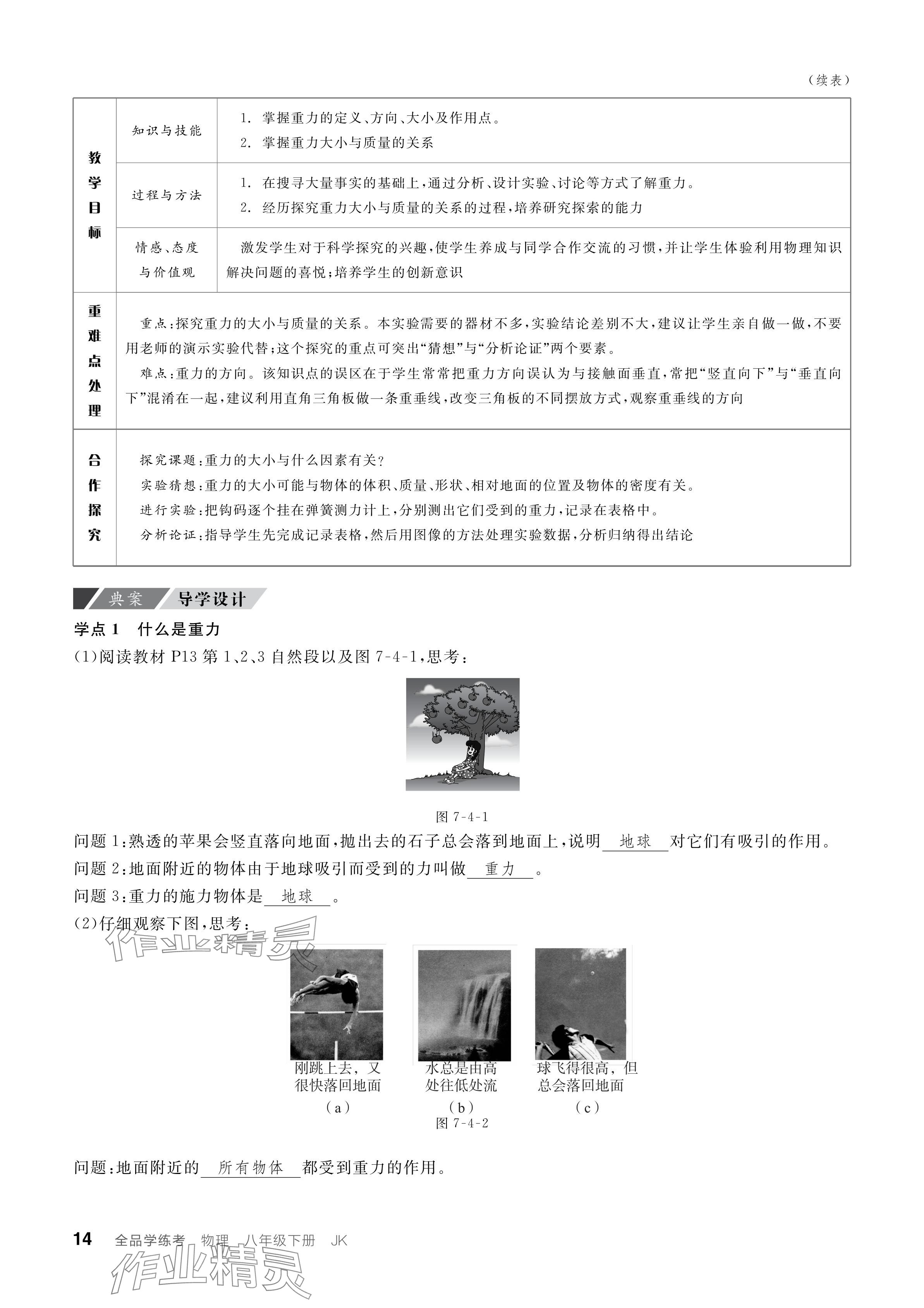 2024年全品學(xué)練考八年級(jí)物理下冊(cè)教科版 參考答案第14頁