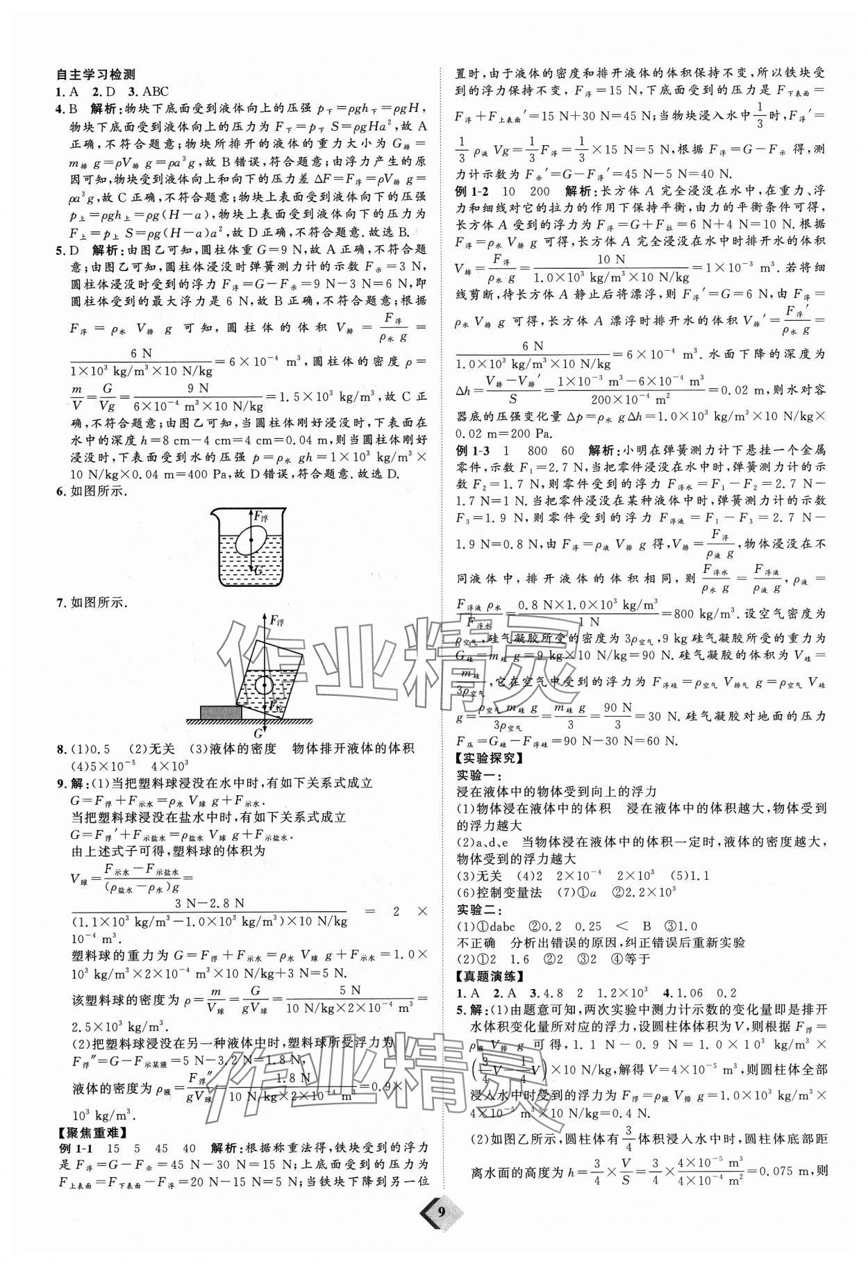 2024年优加学案赢在中考物理 参考答案第9页