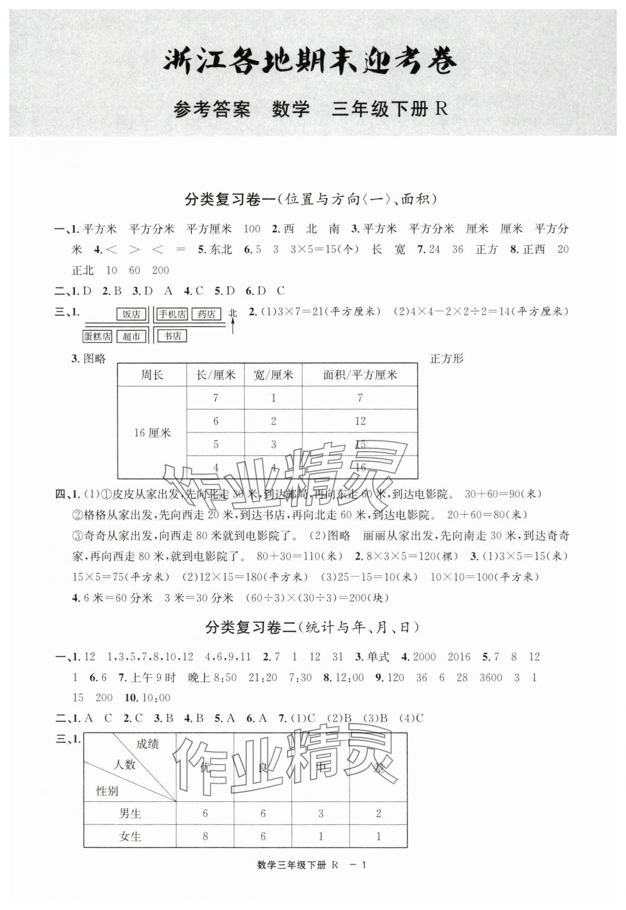 2025年浙江各地期末迎考卷三年級數學下冊人教版 第1頁