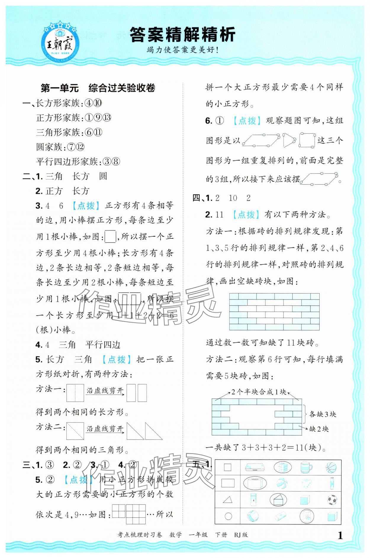 2025年王朝霞考點(diǎn)梳理時(shí)習(xí)卷一年級數(shù)學(xué)下冊人教版 第1頁