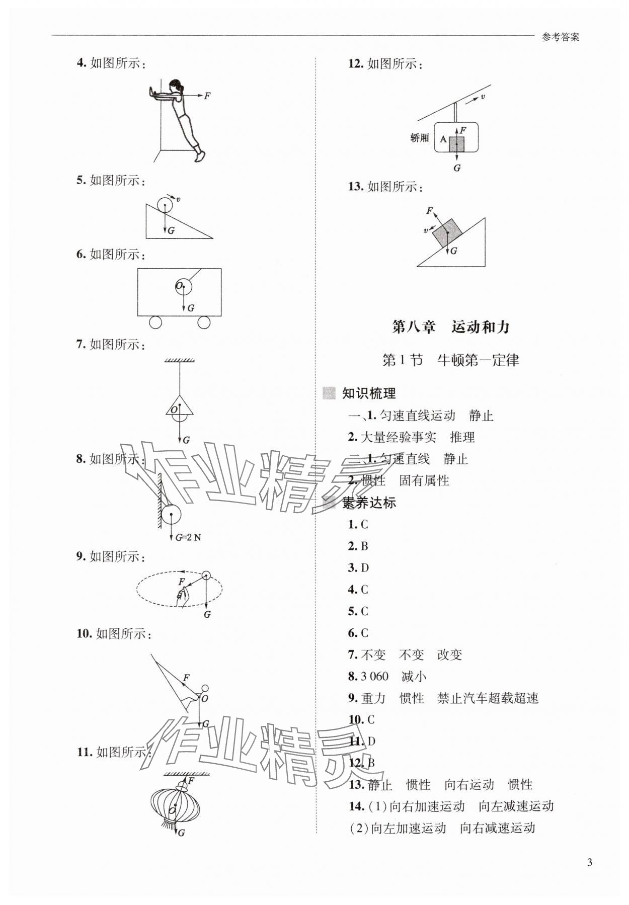 2025年新课程问题解决导学方案八年级物理下册人教版 参考答案第3页