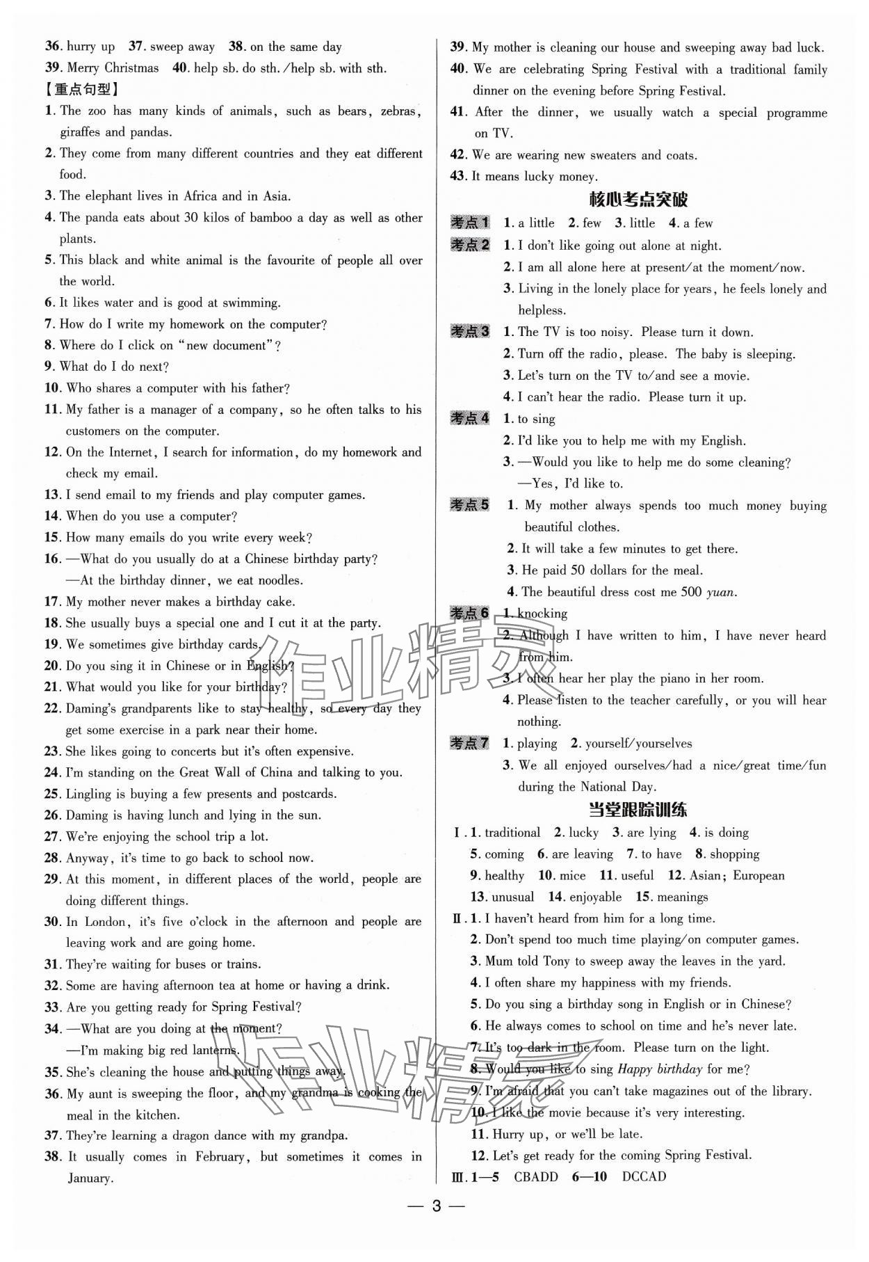 2024年中考對策英語外研版濰坊專版&nbsp;參考答案第3頁