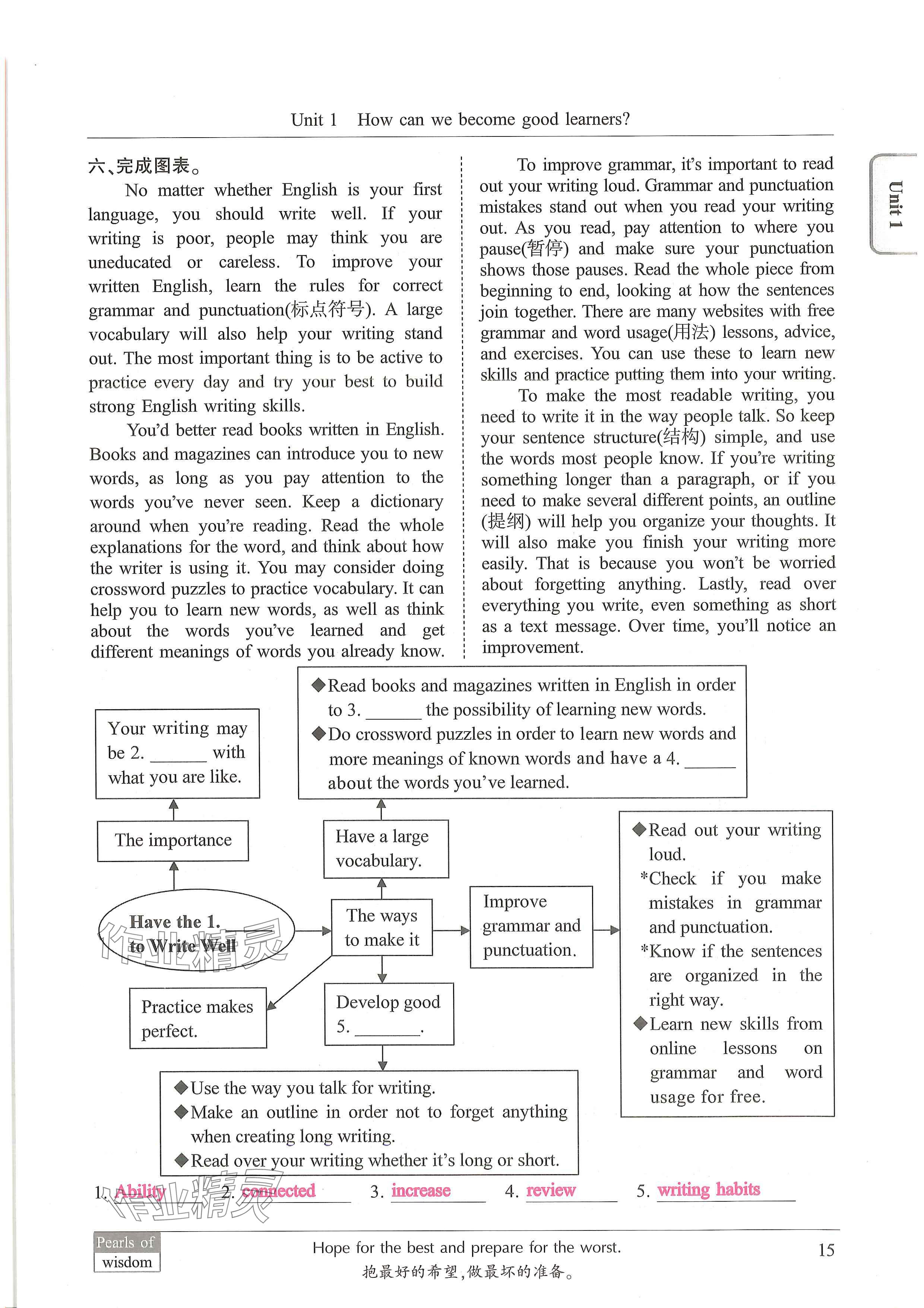 2024年新视界初中英语九年级英语上册人教版 参考答案第15页