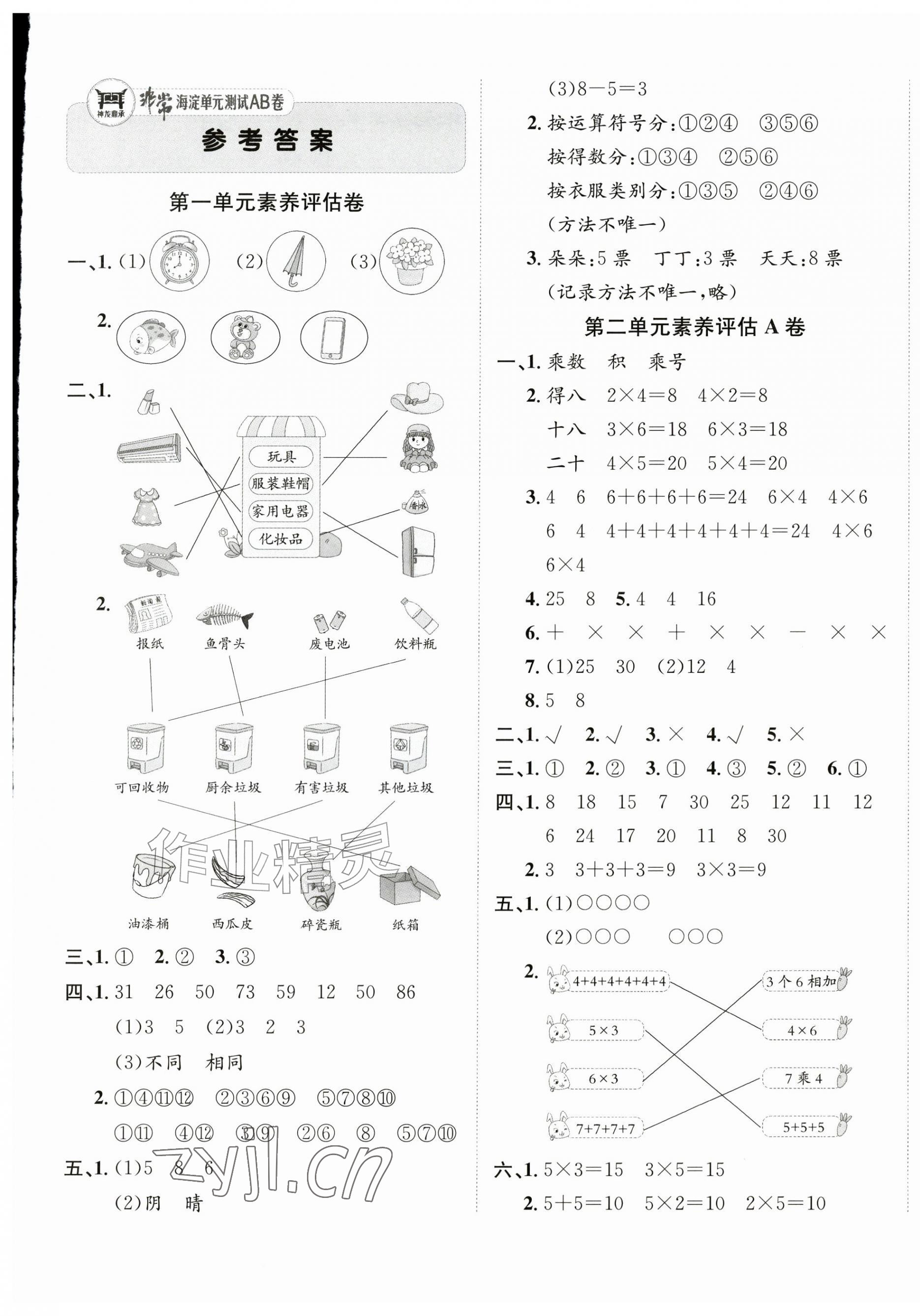 2026年海淀单元测试AB卷二年级数学上册青岛版&nbsp;第1页