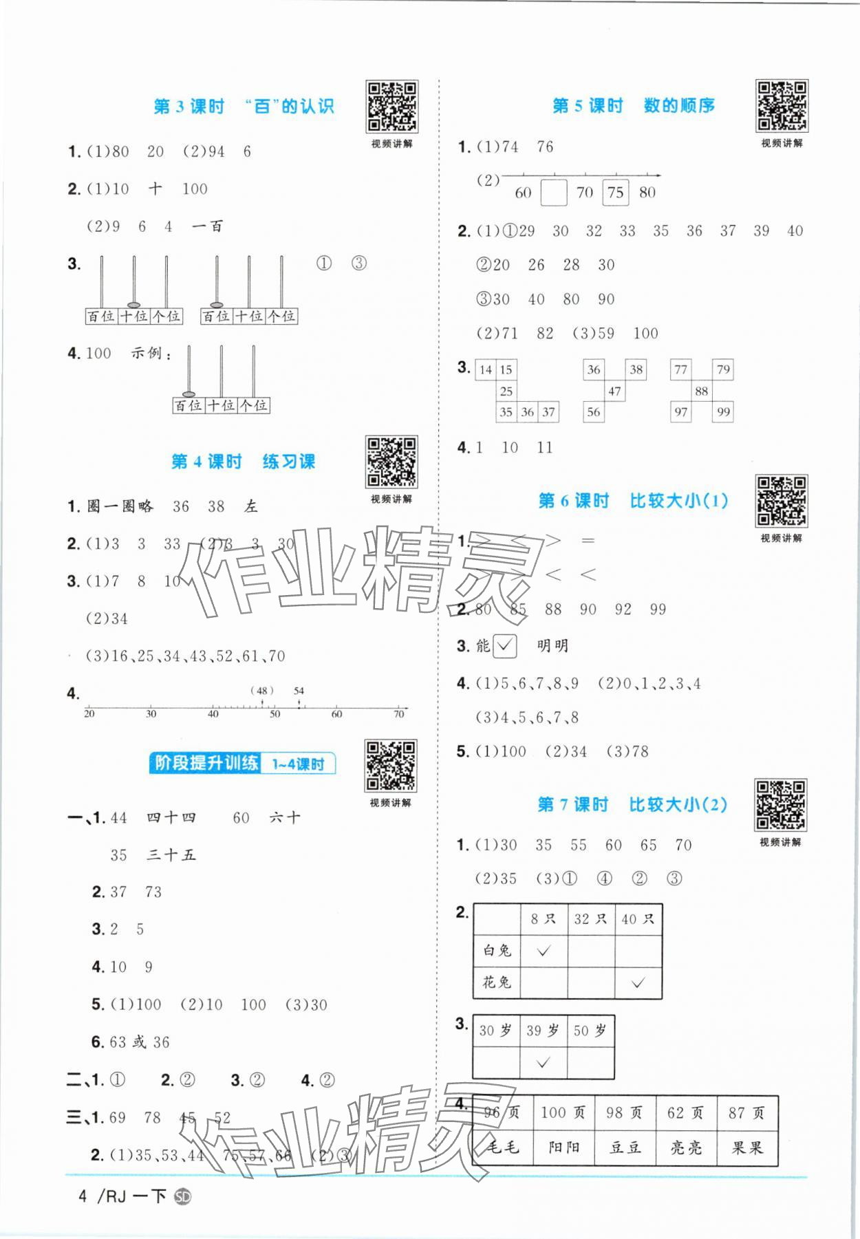 2025年陽(yáng)光同學(xué)課時(shí)優(yōu)化作業(yè)一年級(jí)數(shù)學(xué)下冊(cè)人教版菏澤專版 第4頁(yè)