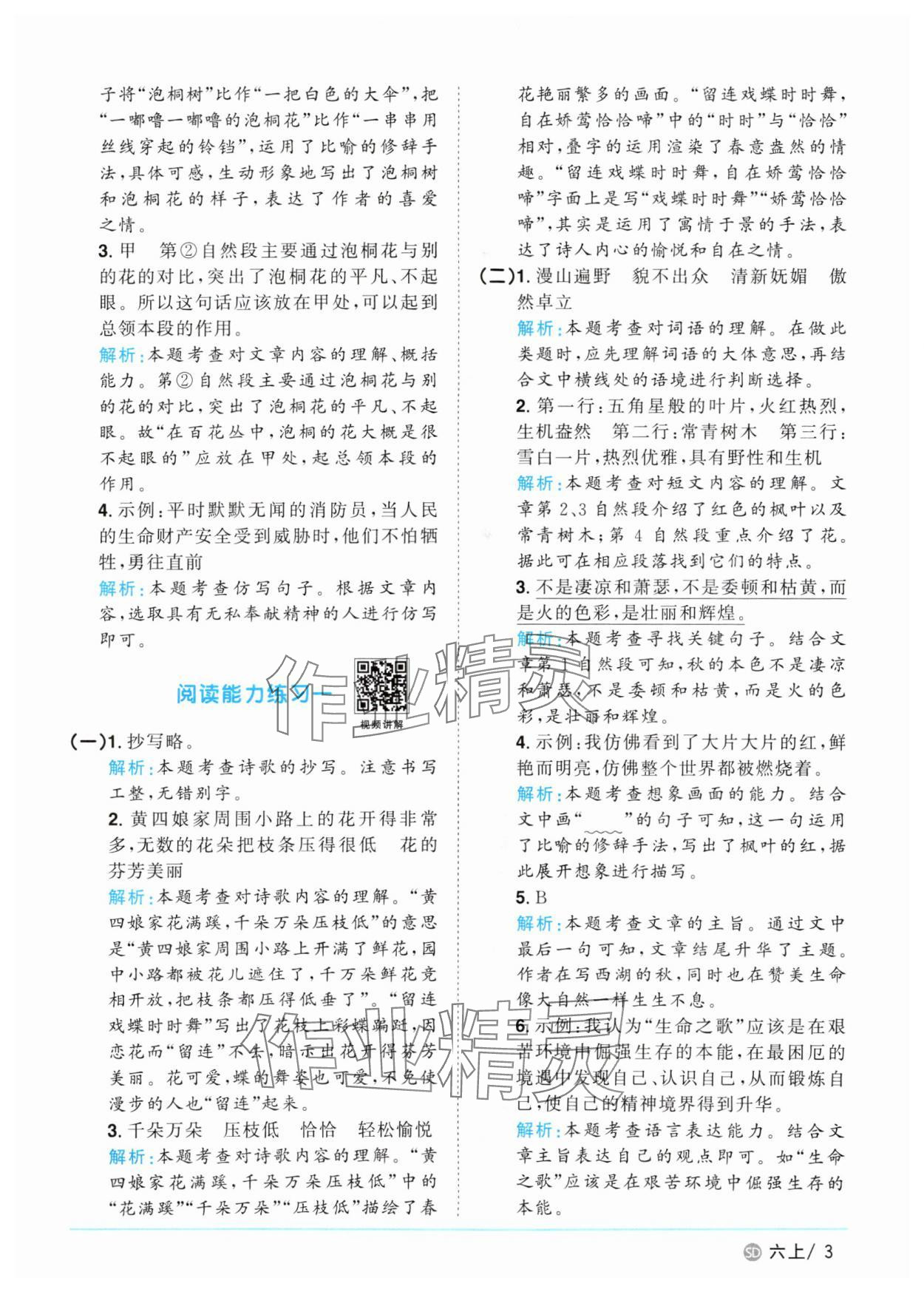 2025年陽光同學課時優(yōu)化作業(yè)六年級語文上冊人教版菏澤專版 第3頁