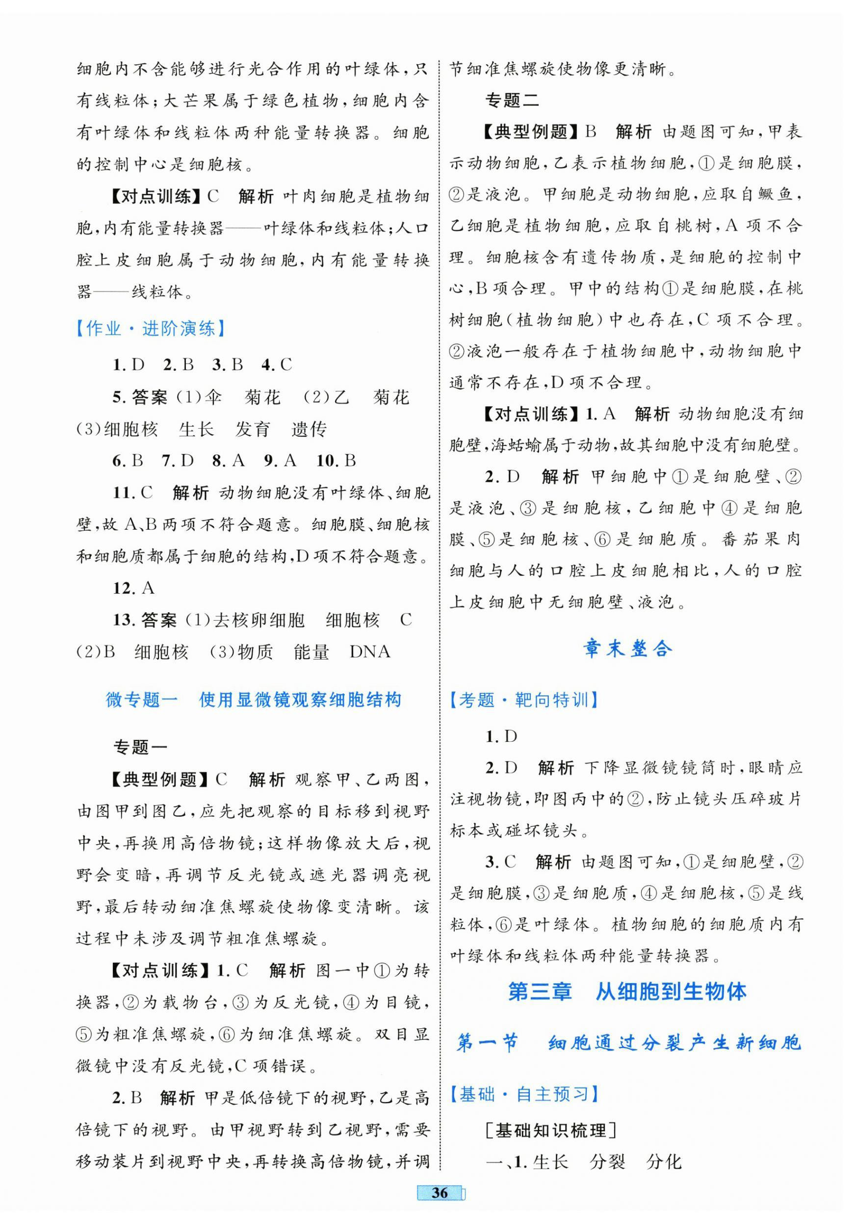 2025年同步學習目標與檢測七年級生物上冊人教版&nbsp;第8頁