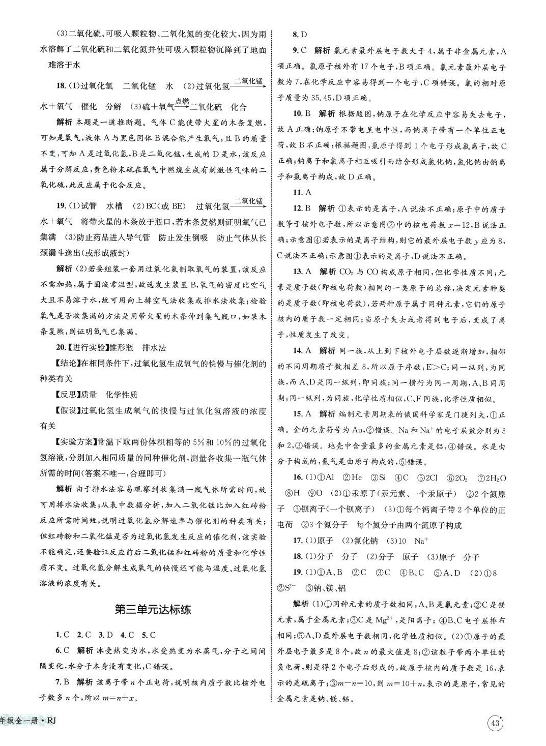 2024年優(yōu)化設(shè)計(jì)單元測(cè)試卷九年級(jí)化學(xué)全一冊(cè)人教版 參考答案第2頁(yè)