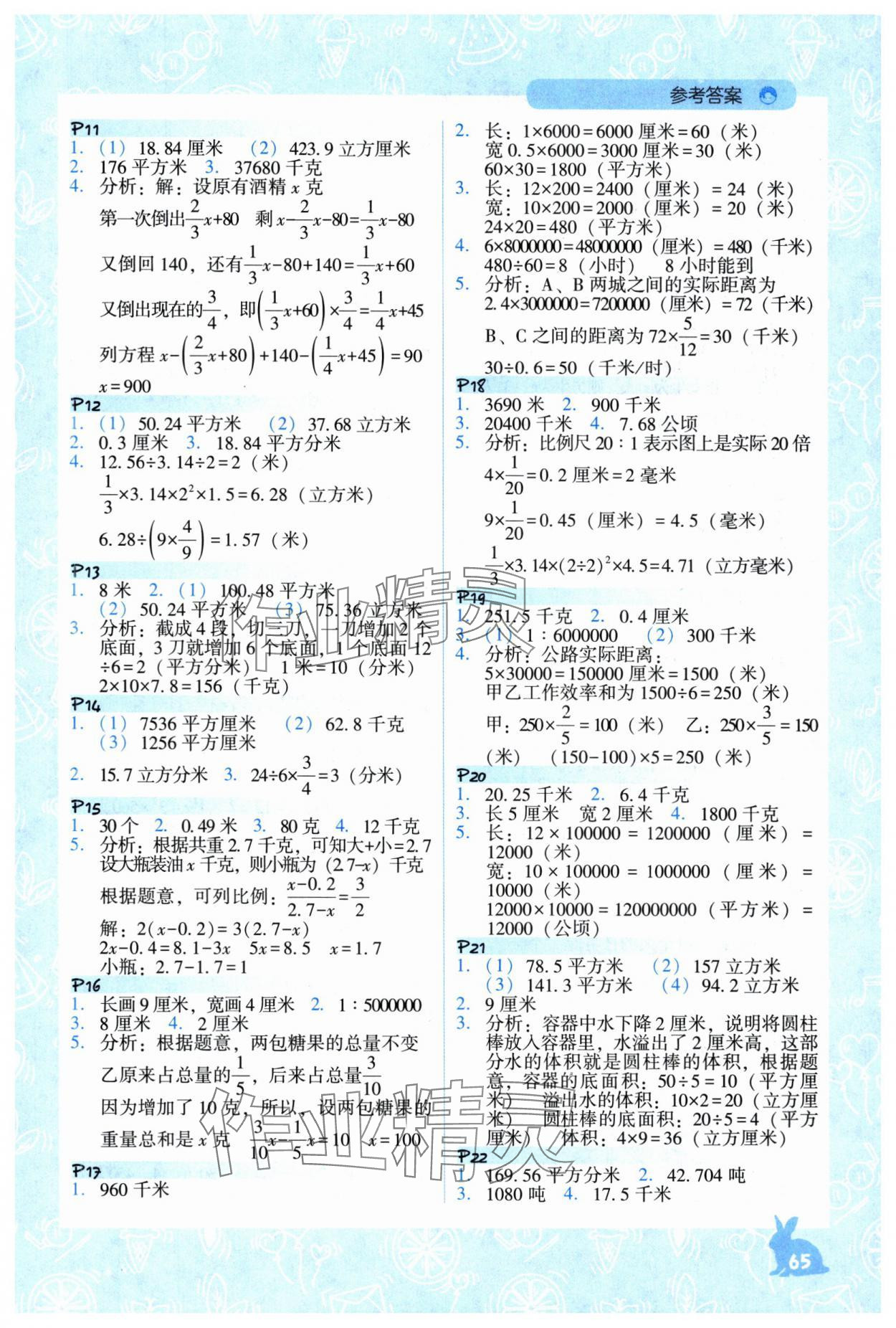 2025年尖子生应用题作业本六年级数学下册北师大版 参考答案第2页