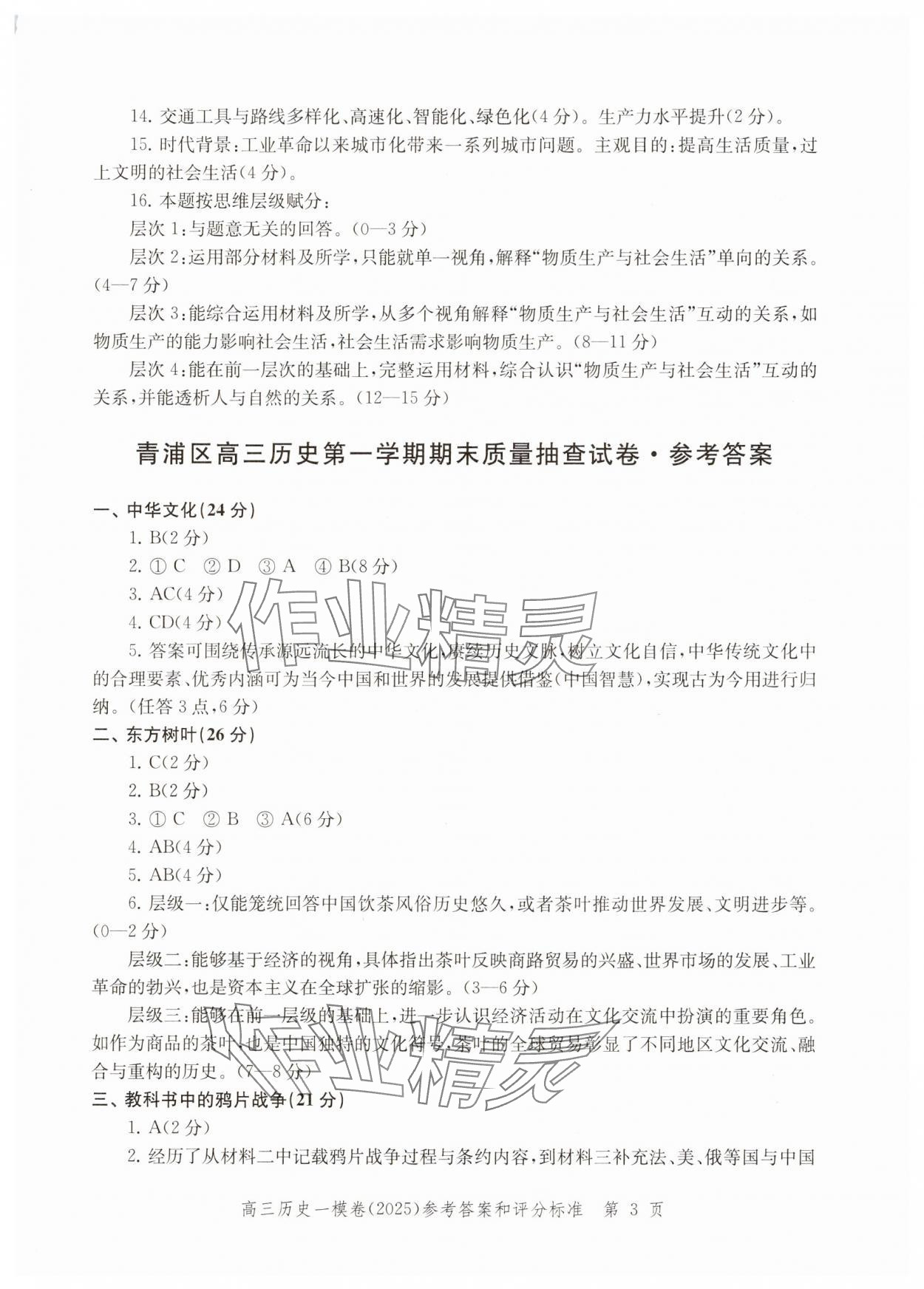 2025年文化课强化训练高考历史 参考答案第3页