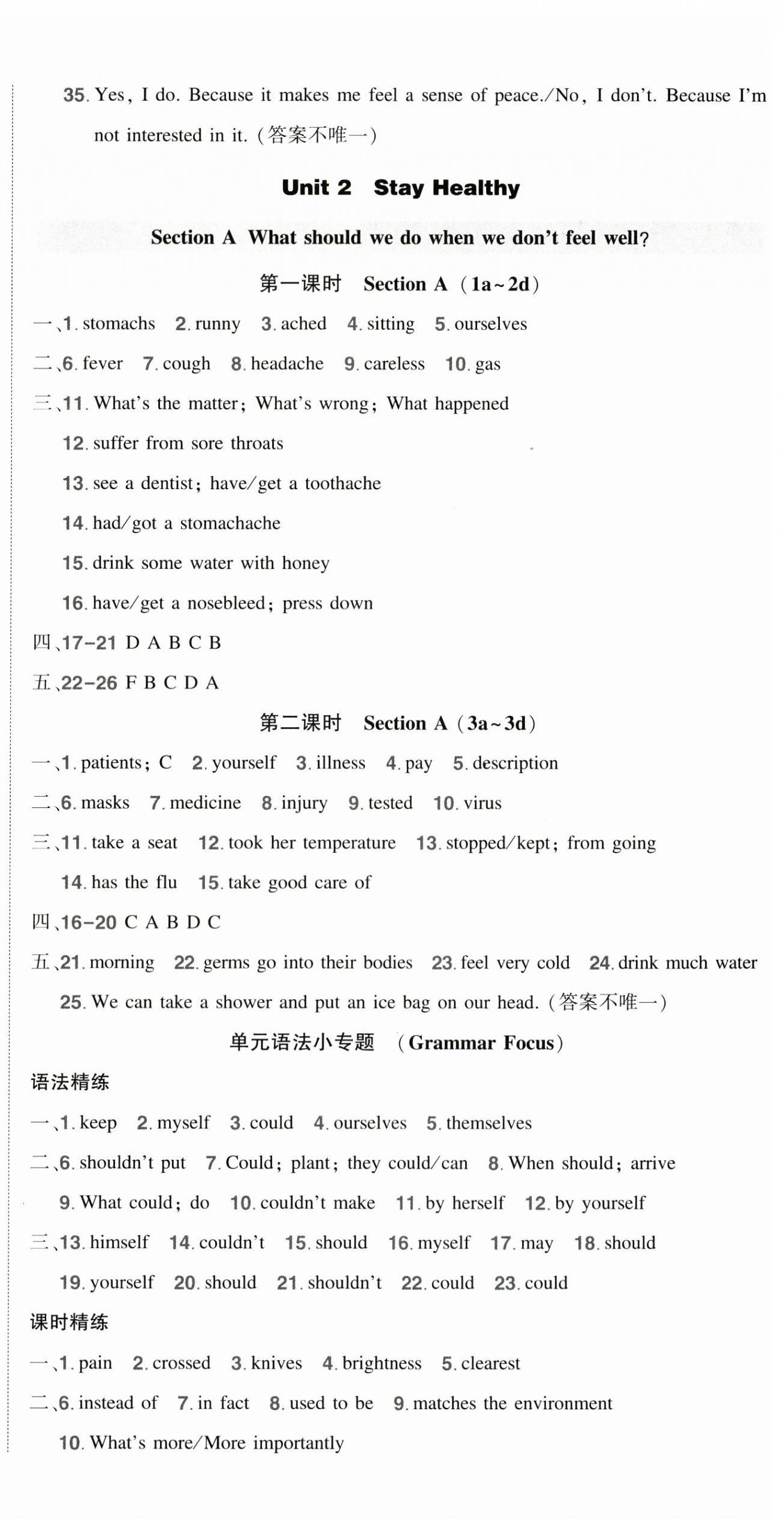 2026年狀元成才路創(chuàng)優(yōu)作業(yè)八年級英語下冊人教版湖北專版&nbsp;參考答案第4頁