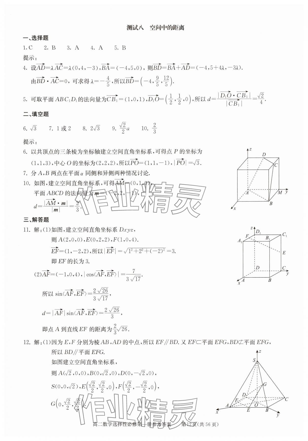 2025年學(xué)習(xí)探究診斷高中數(shù)學(xué)選擇性必修第一冊 參考答案第12頁