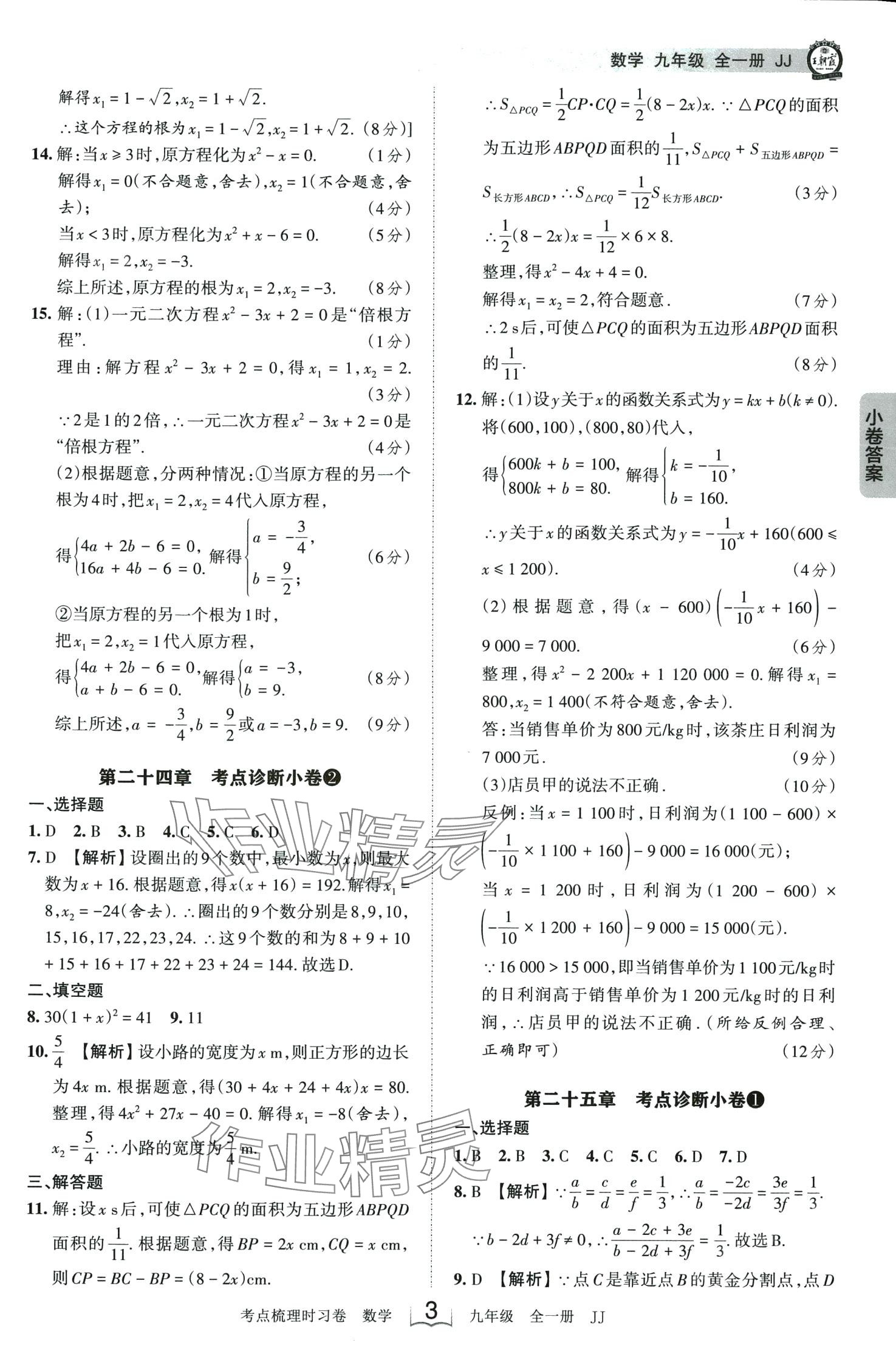 2024年王朝霞考點(diǎn)梳理時(shí)習(xí)卷九年級(jí)數(shù)學(xué)全一冊(cè)冀教版 第3頁(yè)