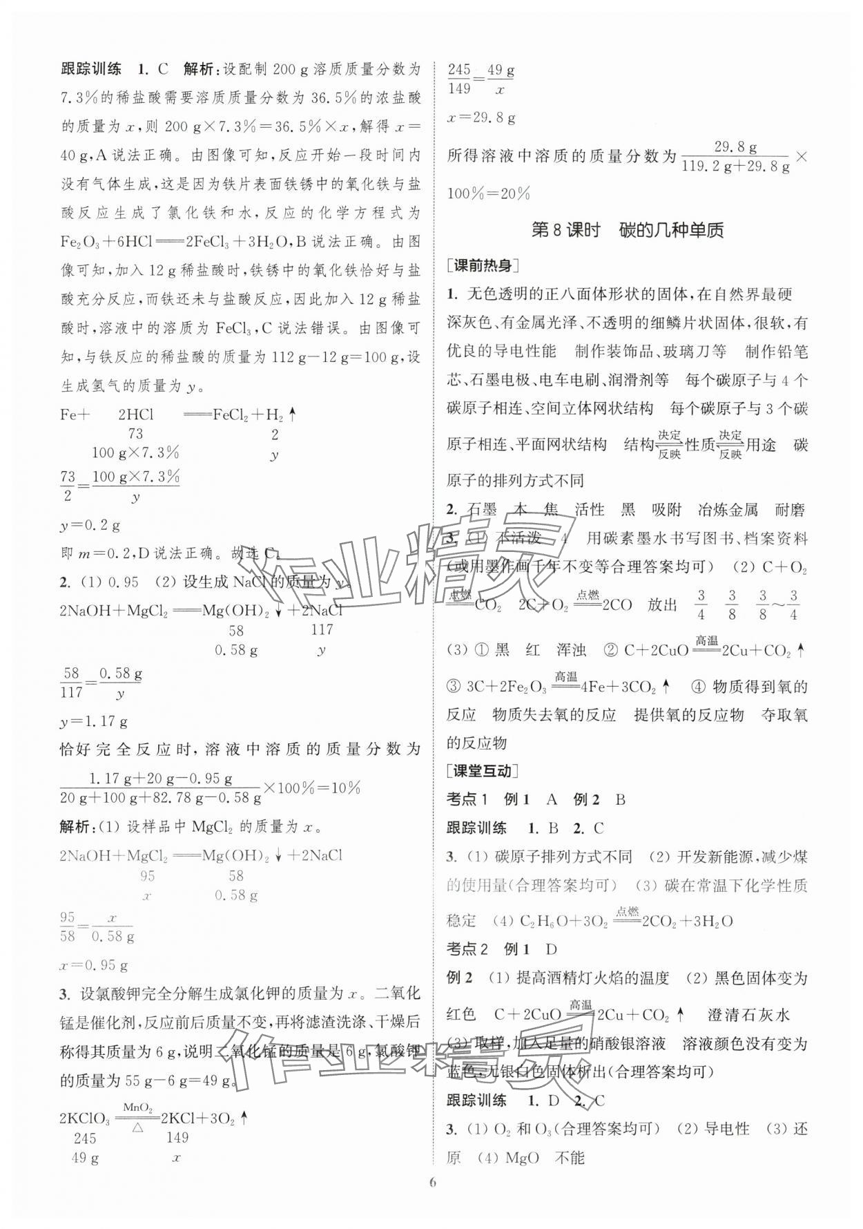 2024年通城学典中考总复习化学江苏专版 参考答案第5页