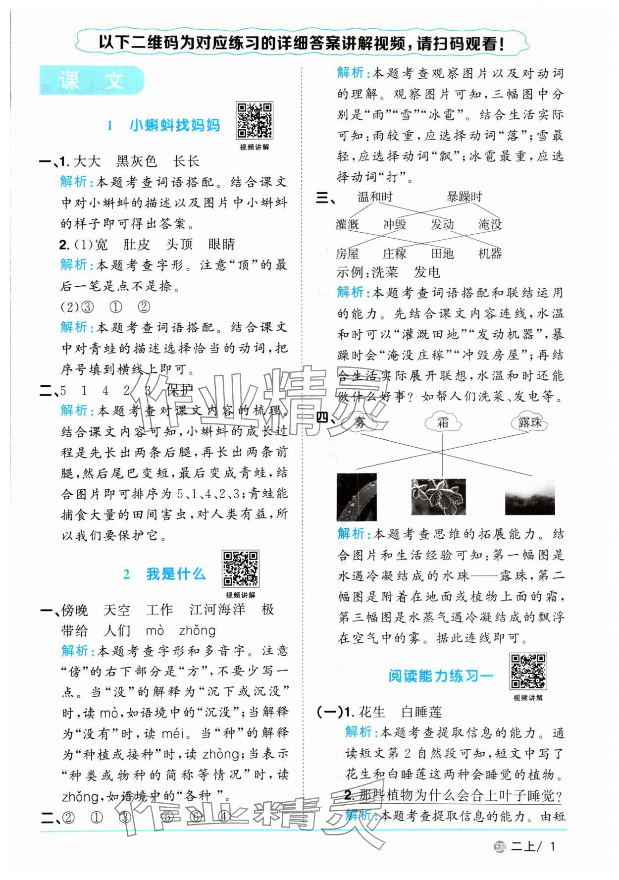 2024年陽(yáng)光同學(xué)課時(shí)優(yōu)化作業(yè)二年級(jí)語(yǔ)文上冊(cè)人教版五四制 參考答案第1頁(yè)