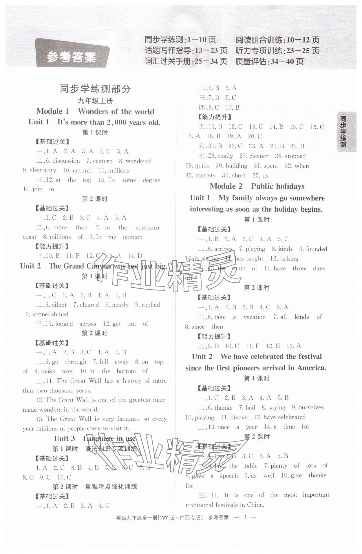 2024年全效學(xué)習(xí)同步學(xué)練測(cè)九年級(jí)英語(yǔ)全一冊(cè)外研版廣西專(zhuān)版 第1頁(yè)