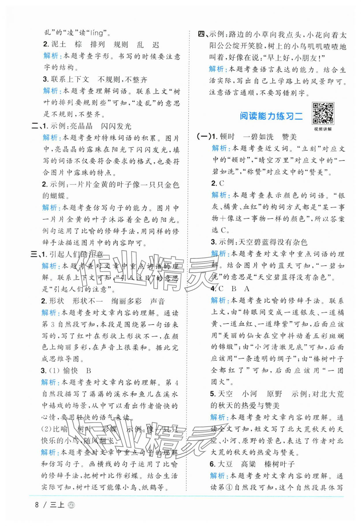 2024年陽光同學(xué)課時優(yōu)化作業(yè)三年級語文上冊人教版菏澤專版 第8頁