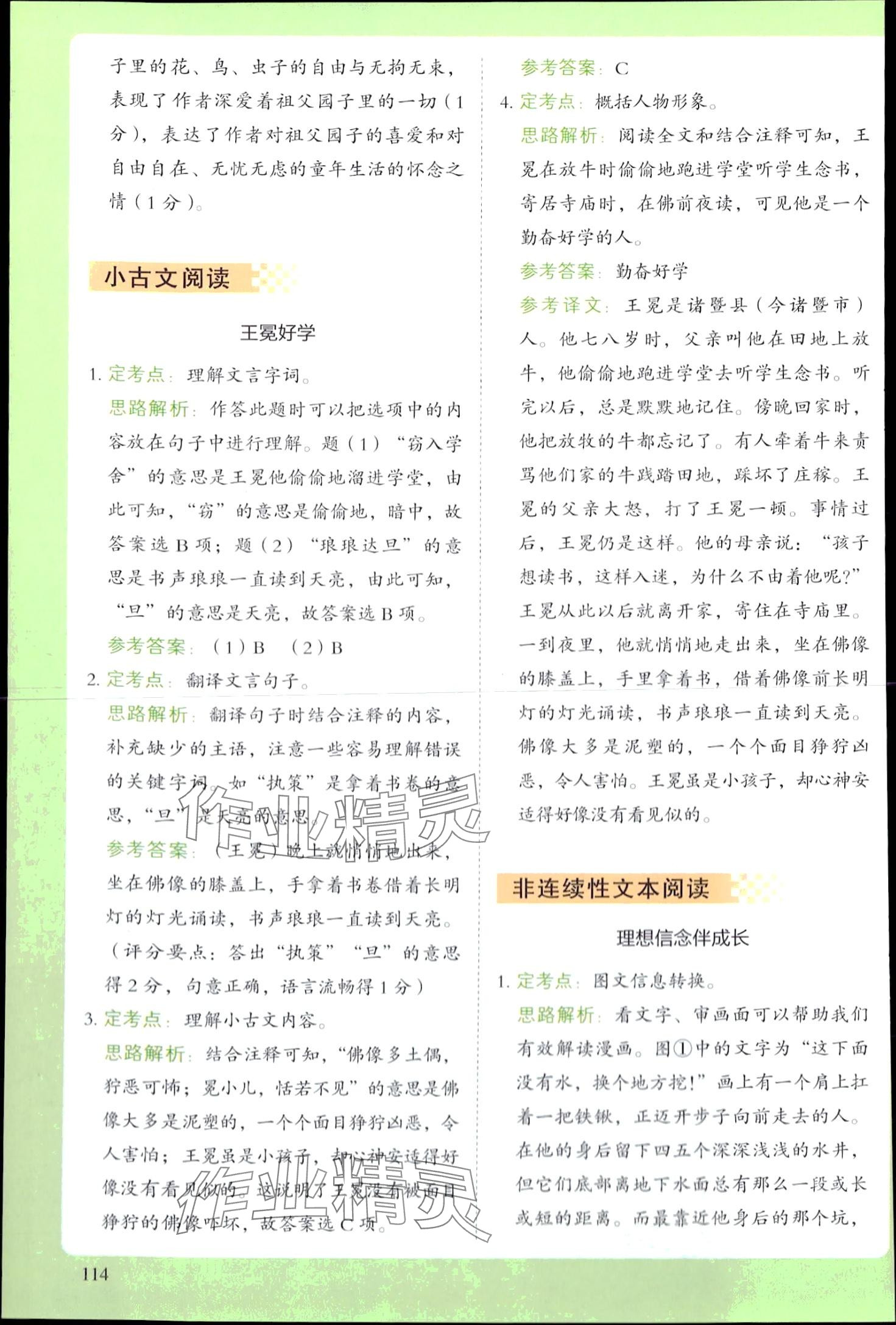 2024年閱讀理解與答題模板五年級語文下冊人教版 第5頁