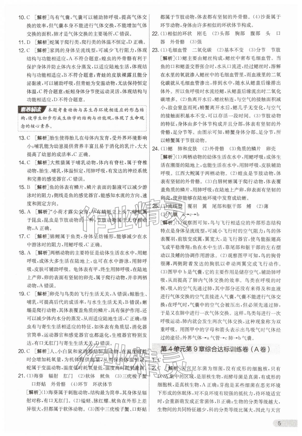 2026年单元双测全优测评卷七年级生物下册苏科版&nbsp;第5页