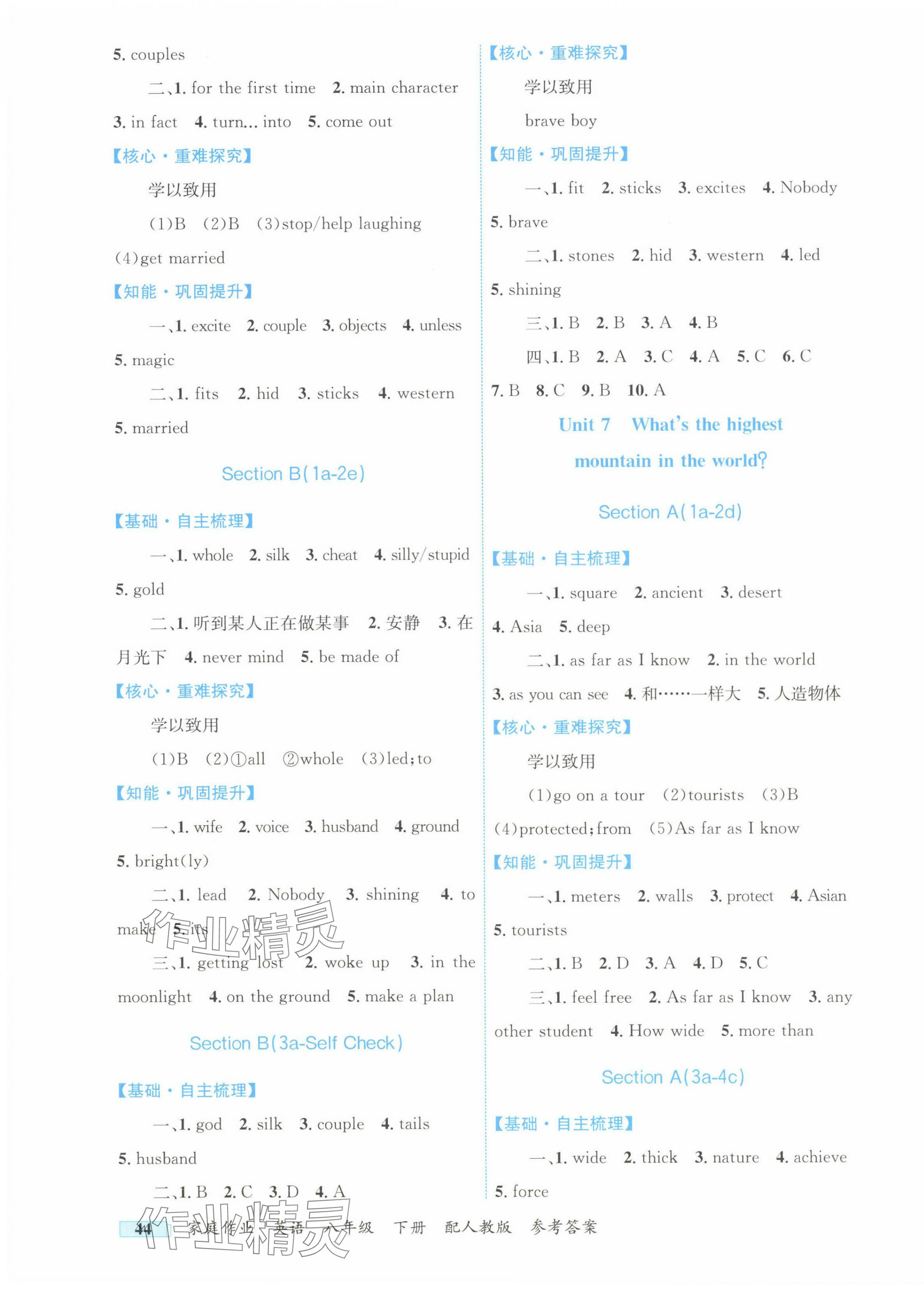 2025年家庭作業(yè)八年級英語下冊人教版&nbsp;第7頁