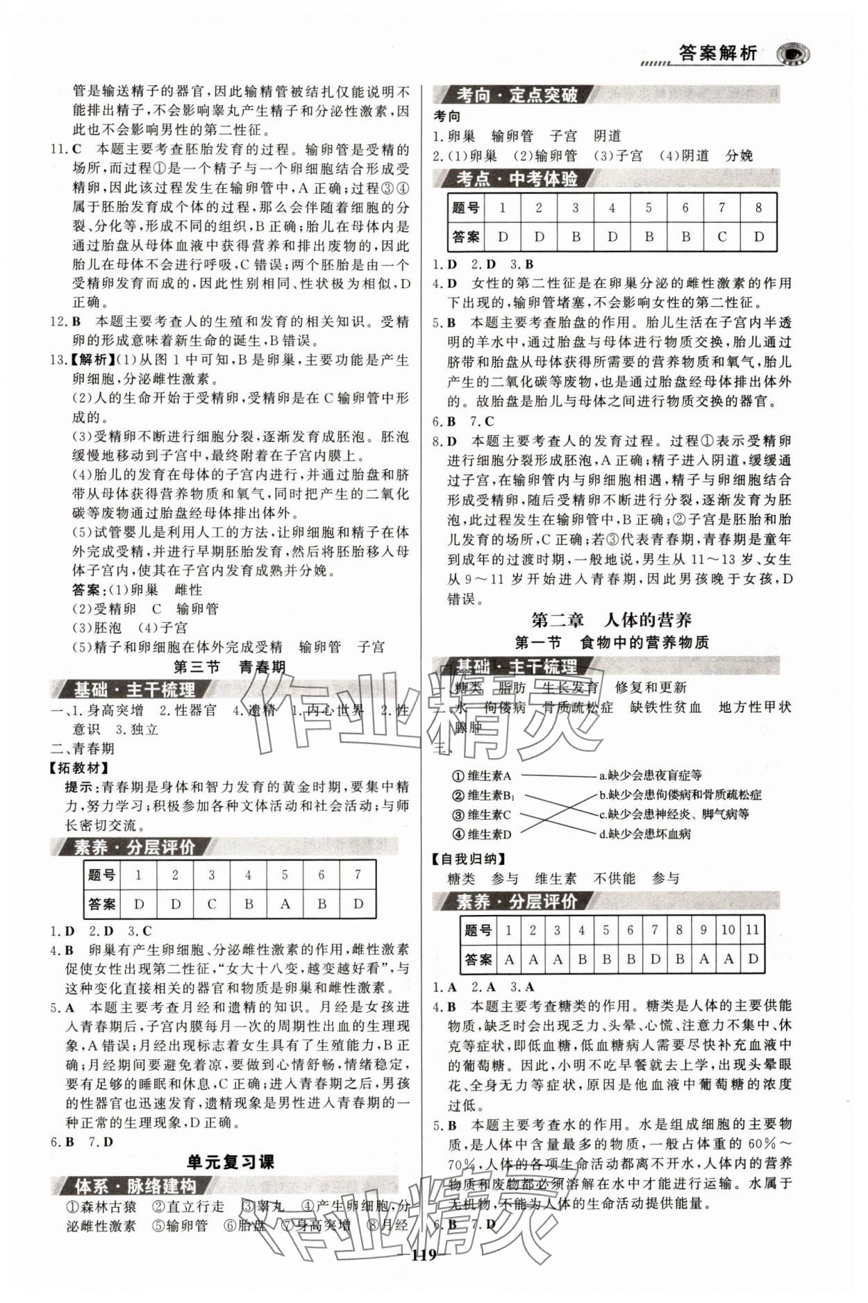 2024年世纪金榜金榜学案七年级生物下册人教版河南专版 参考答案第2页