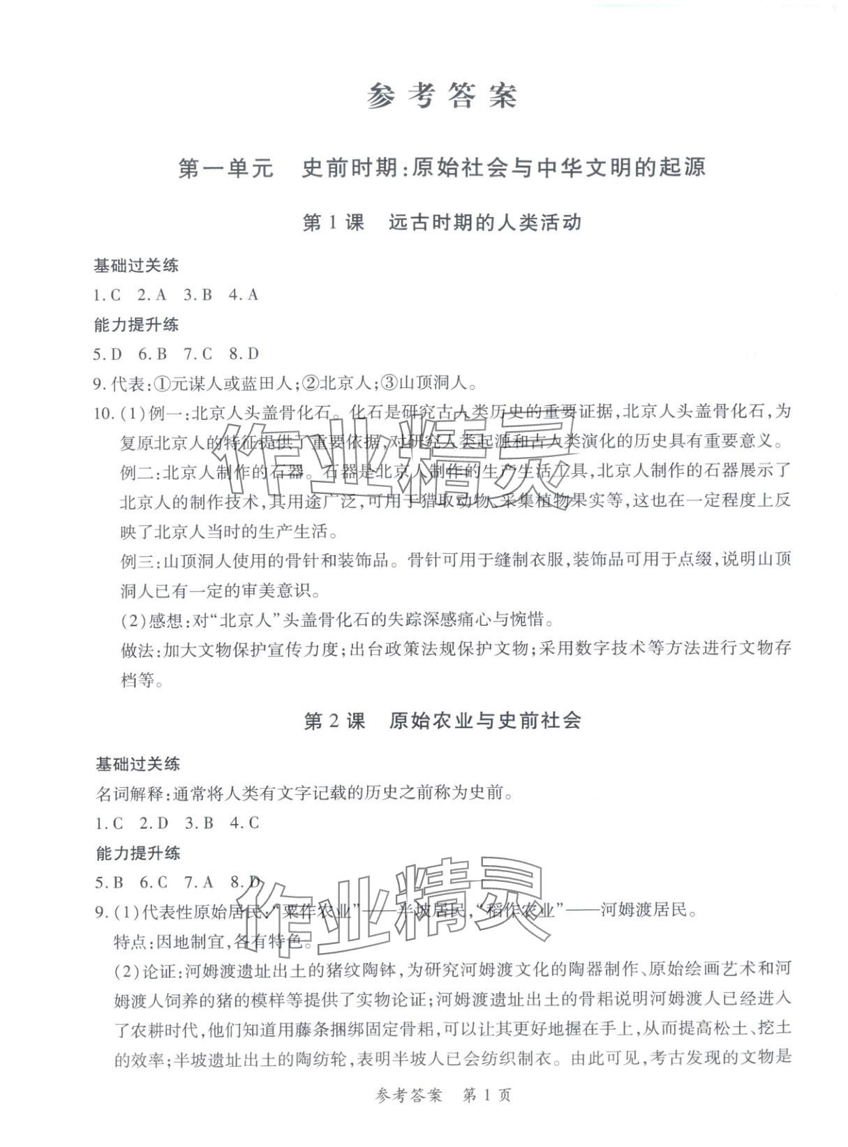 2025年新教材新评估七年级历史上册人教版 第1页