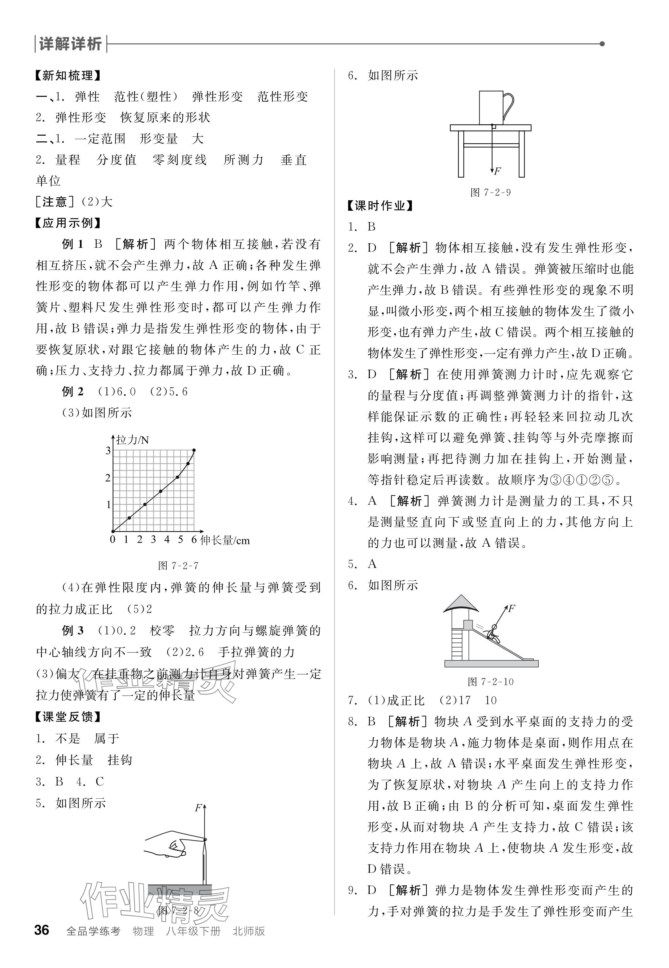 2024年全品學(xué)練考八年級物理下冊北師大版 參考答案第36頁