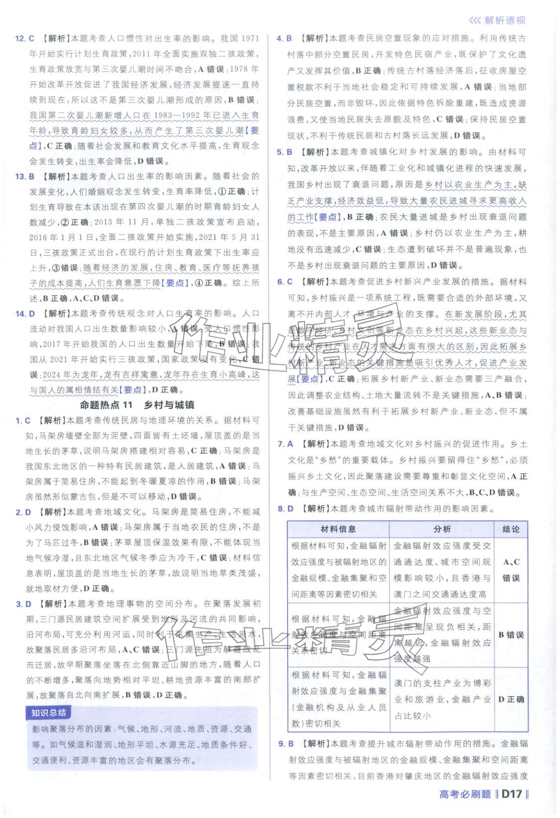 2026年高考必刷題分題型強化地理江蘇專版&nbsp;參考答案第17頁