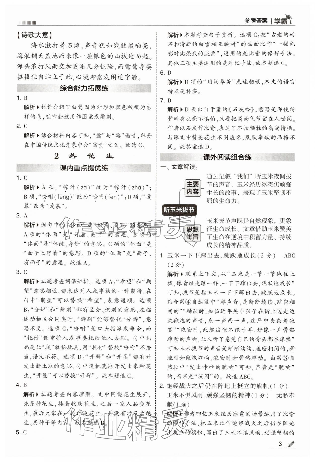 2025年學(xué)霸甘肅少年兒童出版社五年級(jí)語(yǔ)文上冊(cè)人教版 參考答案第3頁(yè)