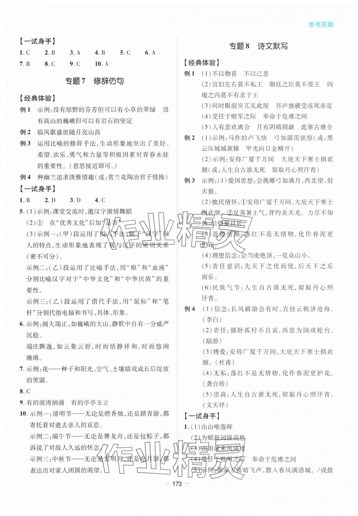 2025年新課堂同步學(xué)習(xí)與探究九年級語文下冊人教版金鄉(xiāng)專版 參考答案第2頁