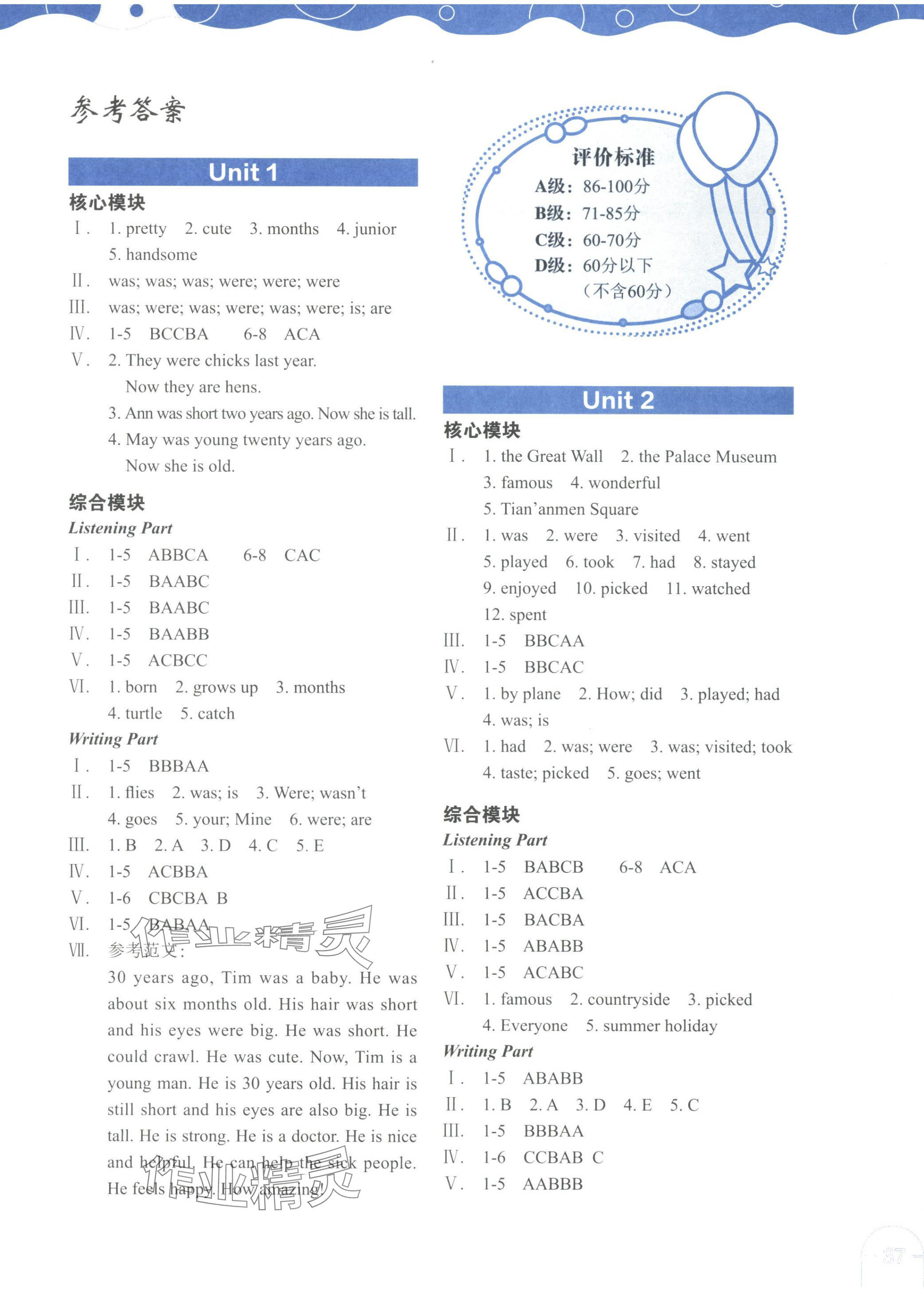 2024年深圳市小學英語課堂在線六年級上冊滬教版 參考答案第1頁