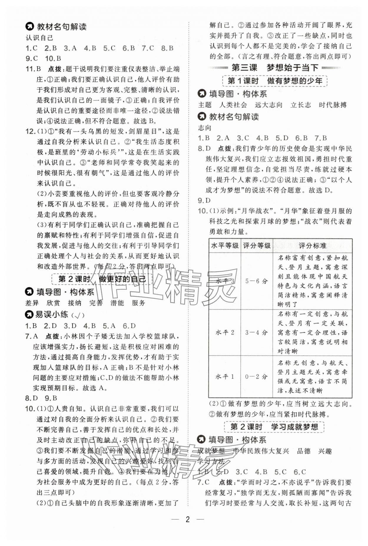 2025年点拨训练七年级道德与法治上册人教版 第2页