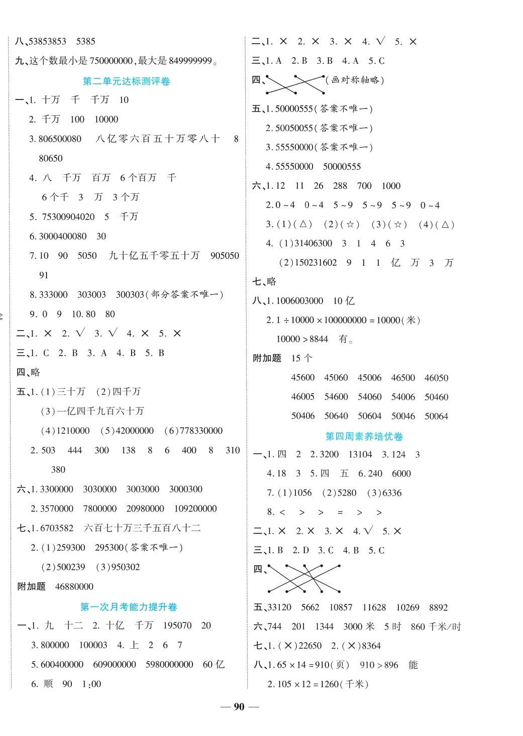 2024年金優(yōu)教輔全能練考卷四年級(jí)數(shù)學(xué)下冊(cè)蘇教版 第2頁