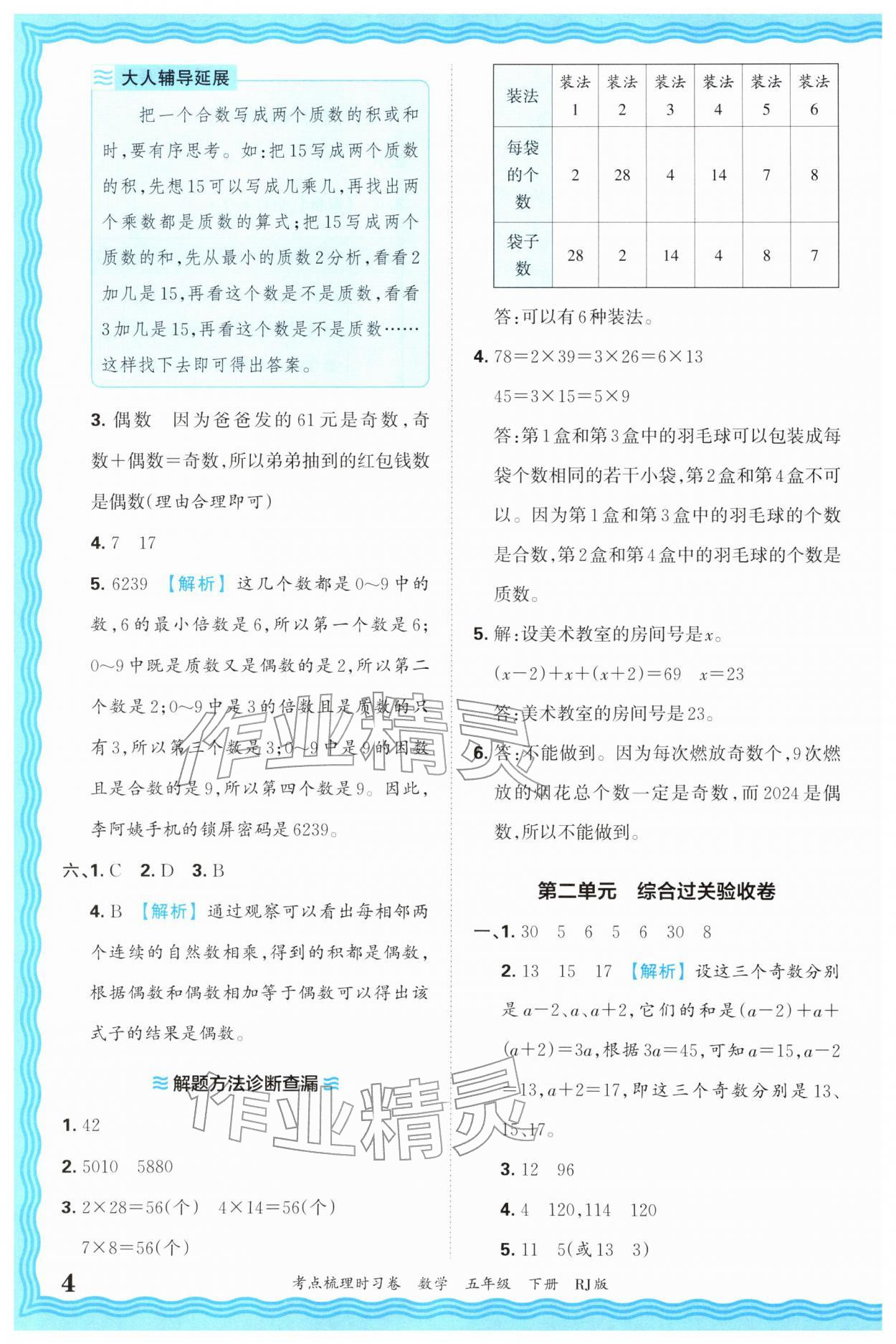 2026年王朝霞考点梳理时习卷五年级数学下册人教版&nbsp;第4页