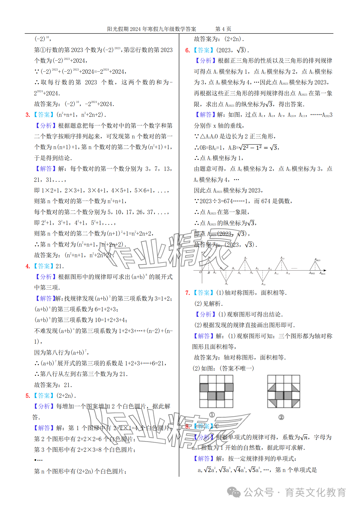 2024年领跑新学期寒假培优衔接九年级&nbsp;参考答案第31页