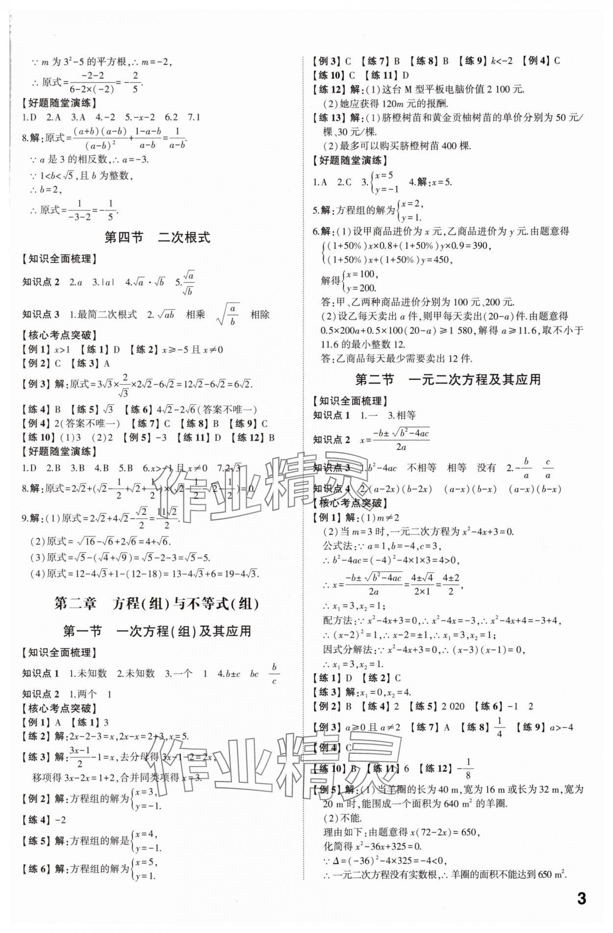 2025年學(xué)考傳奇數(shù)學(xué)山東專(zhuān)版 參考答案第2頁(yè)