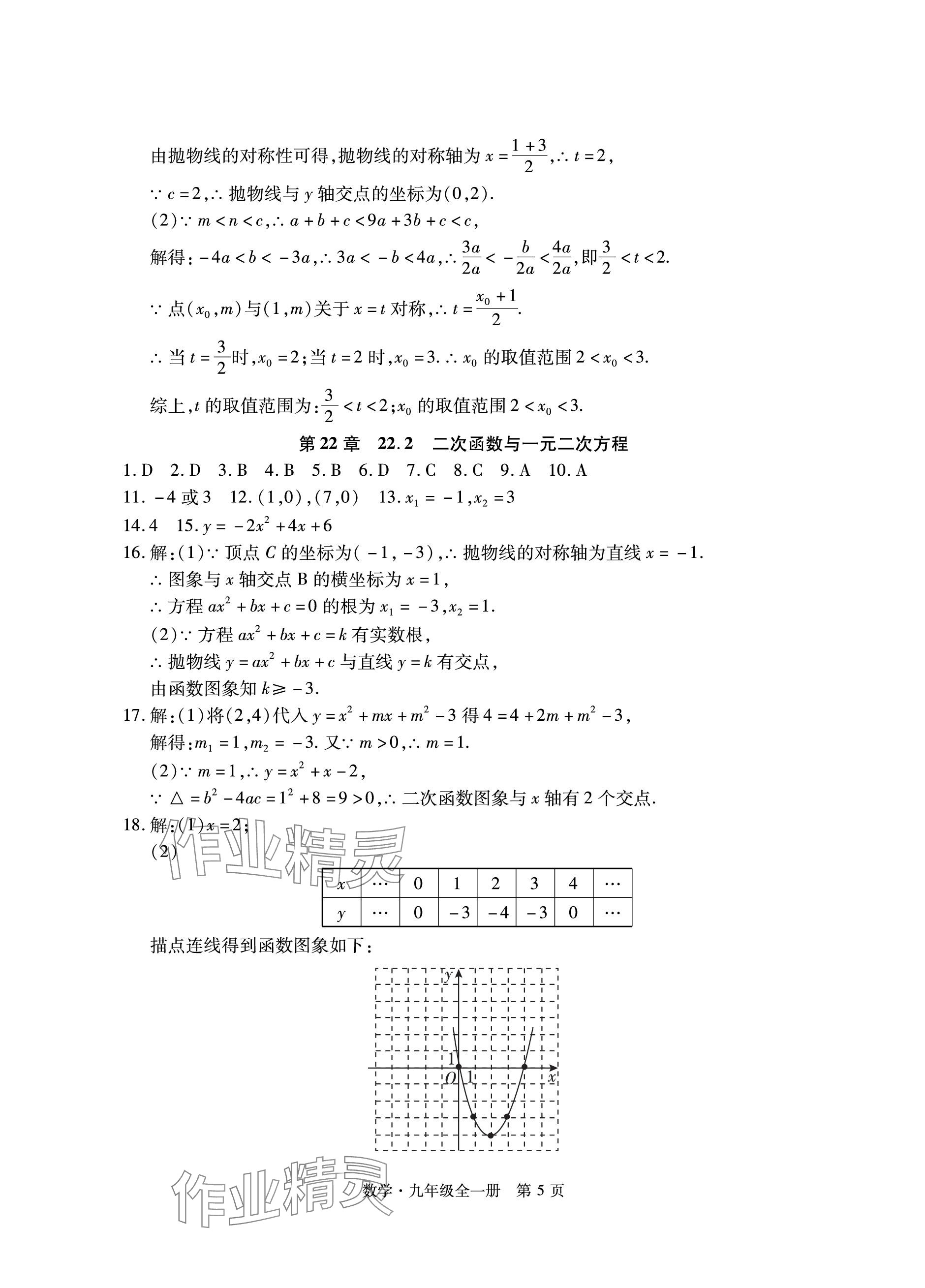 2023年初中同步練習(xí)冊(cè)自主測試卷九年級(jí)數(shù)學(xué)全一冊(cè)人教版 參考答案第5頁