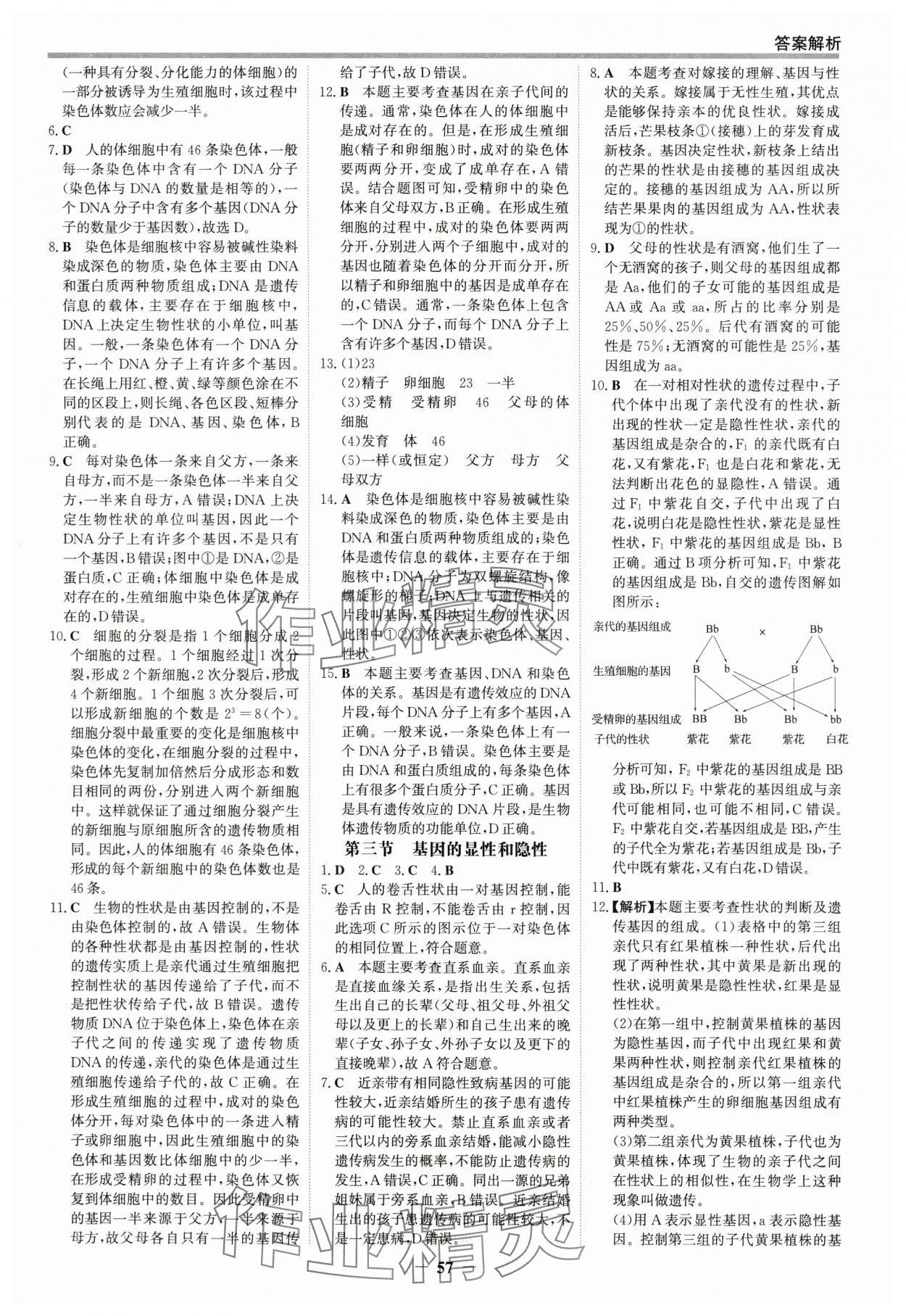 2025年世紀(jì)金榜百練百勝八年級生物下冊人教版 參考答案第4頁