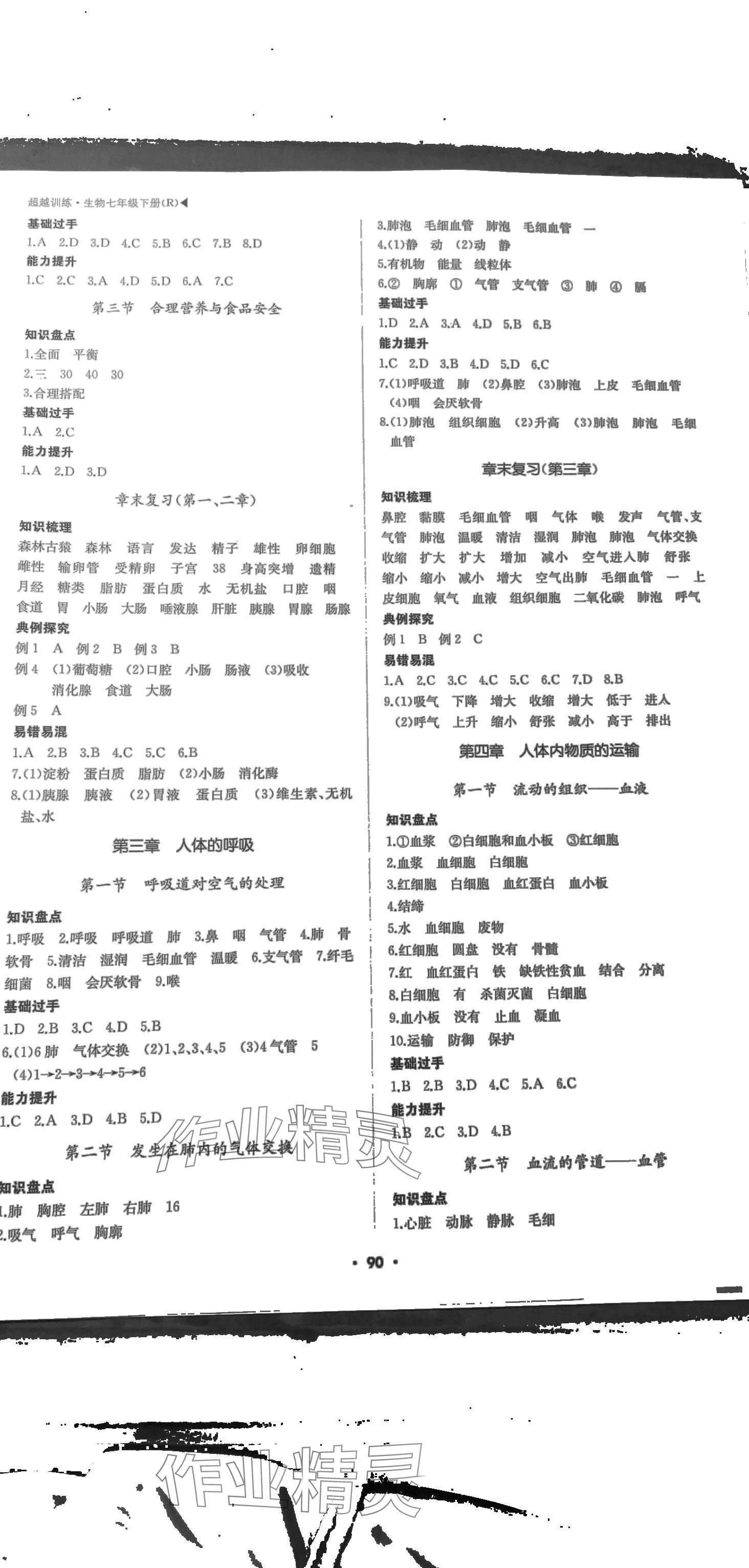 2024年超越訓(xùn)練七年級生物下冊人教版 第1頁