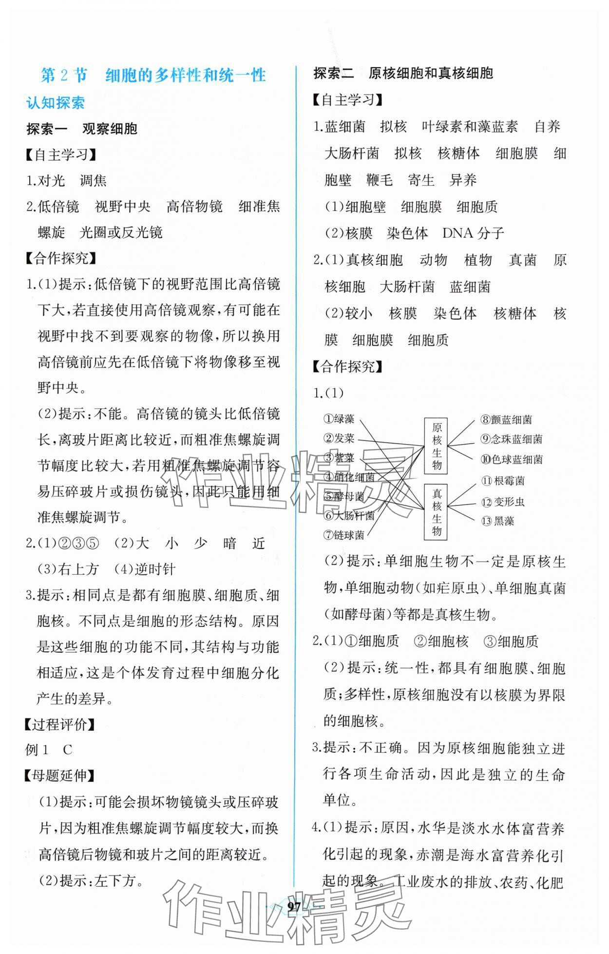 2024年課時練新課程學(xué)習(xí)評價方案高中生物必修1人教版增強(qiáng)版 參考答案第3頁