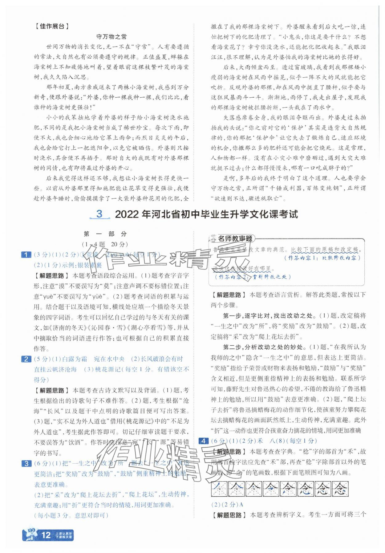 2025年金考卷45套匯編語文河北專版 參考答案第11頁