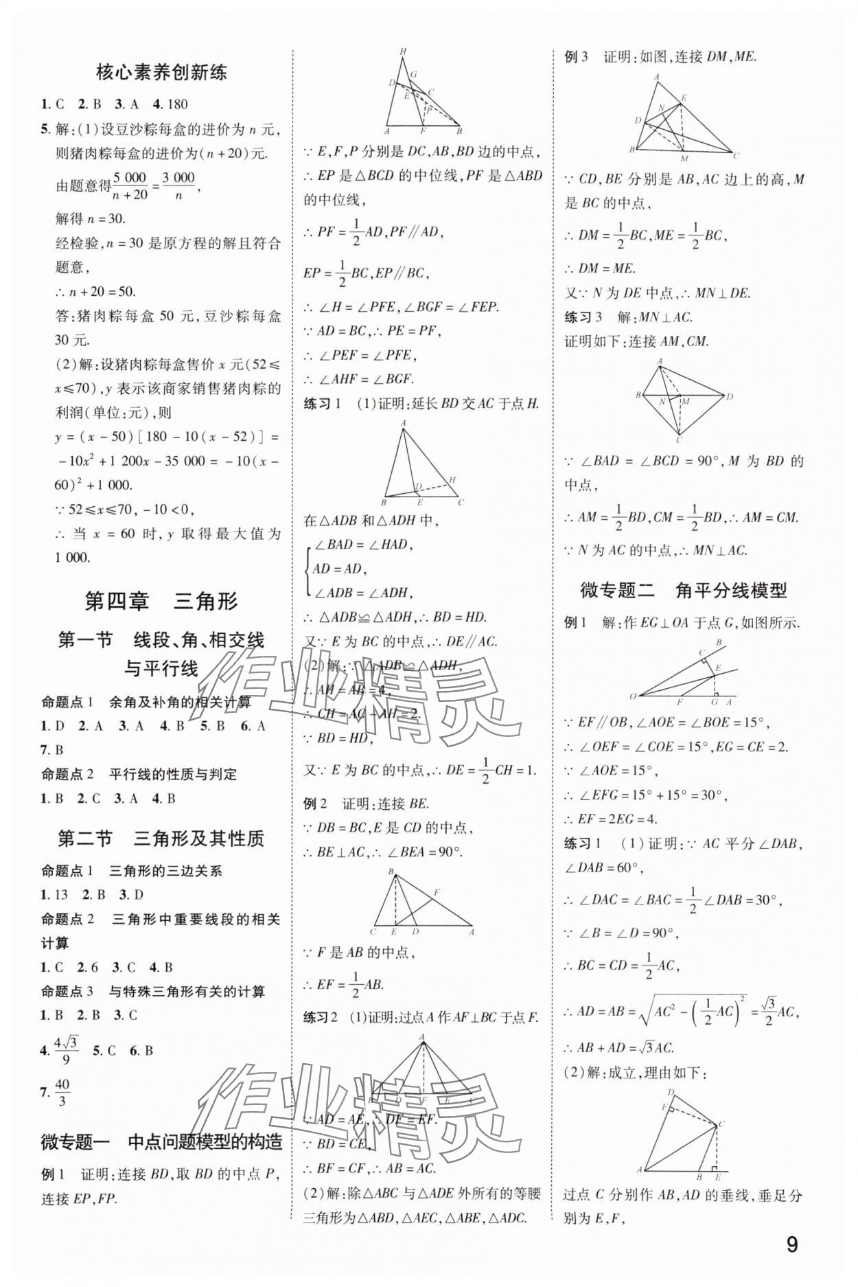 2025年核心中考数学甘肃专版&nbsp;参考答案第8页