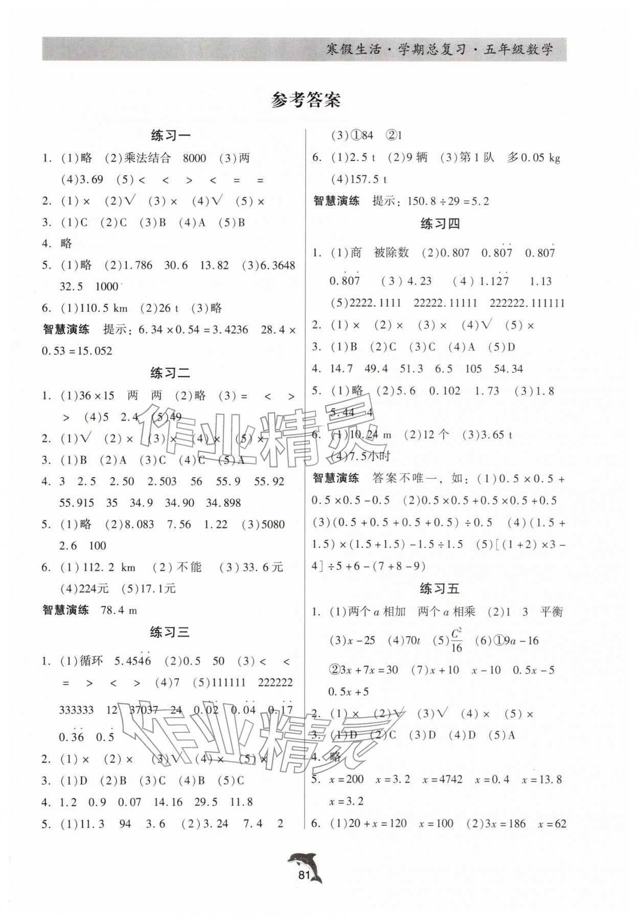 2026年寒假生活学期总复习五年级数学&nbsp;第1页