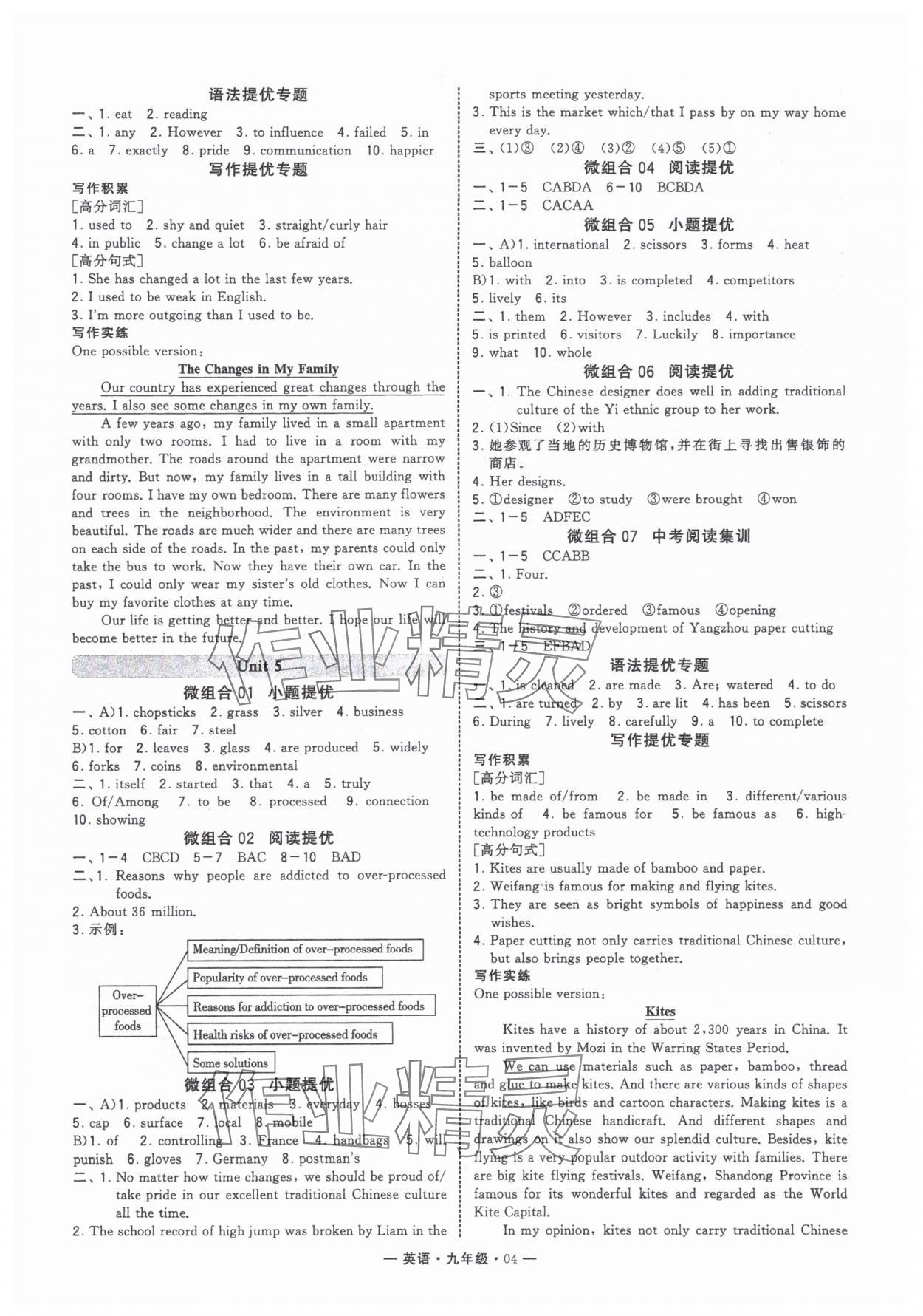 2025年學(xué)霸組合訓(xùn)練九年級英語全一冊人教版青島專版 參考答案第4頁