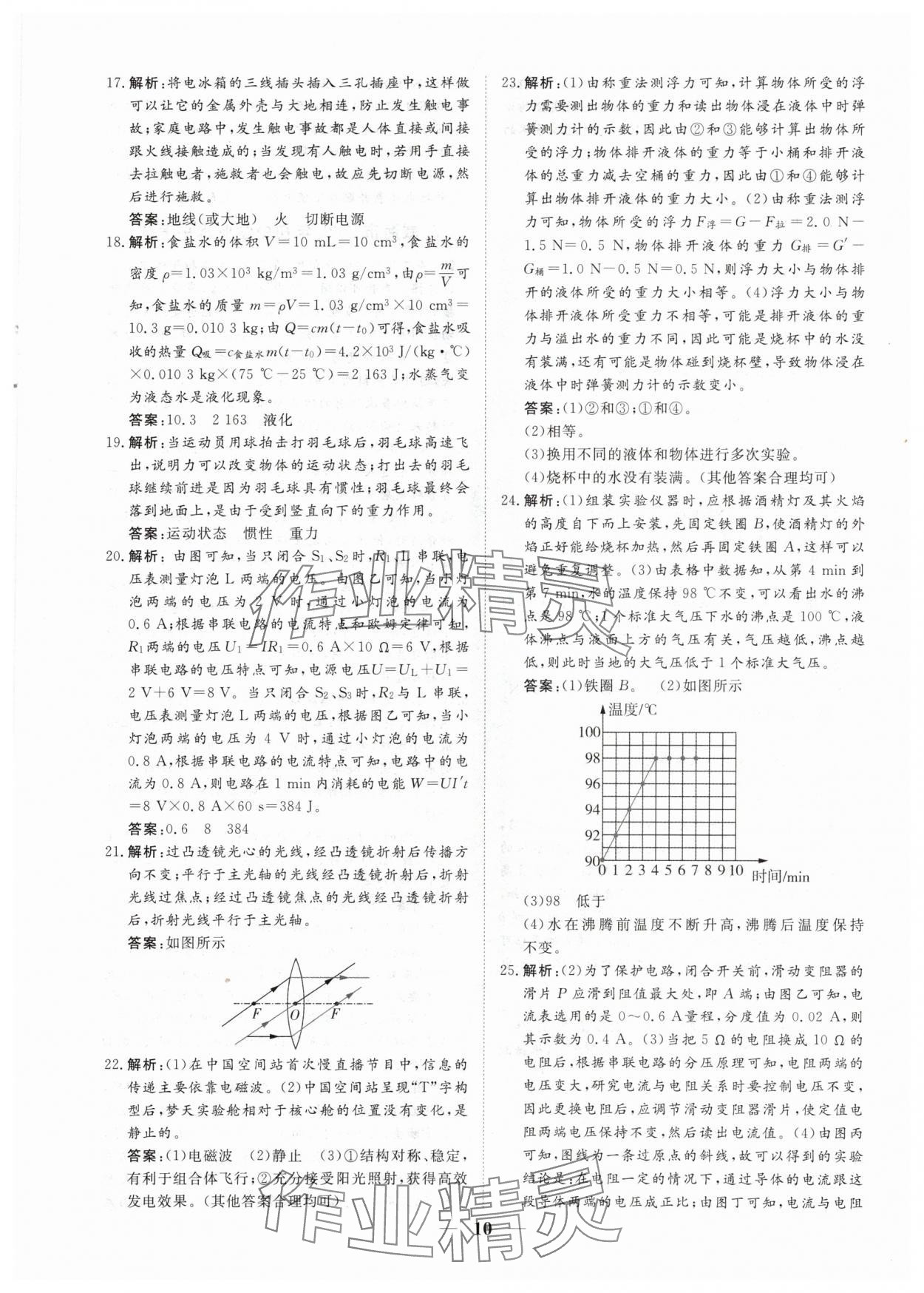 2024年風向標初中學業水平測試山東省各地市中考試題匯編物理 參考答案第10頁