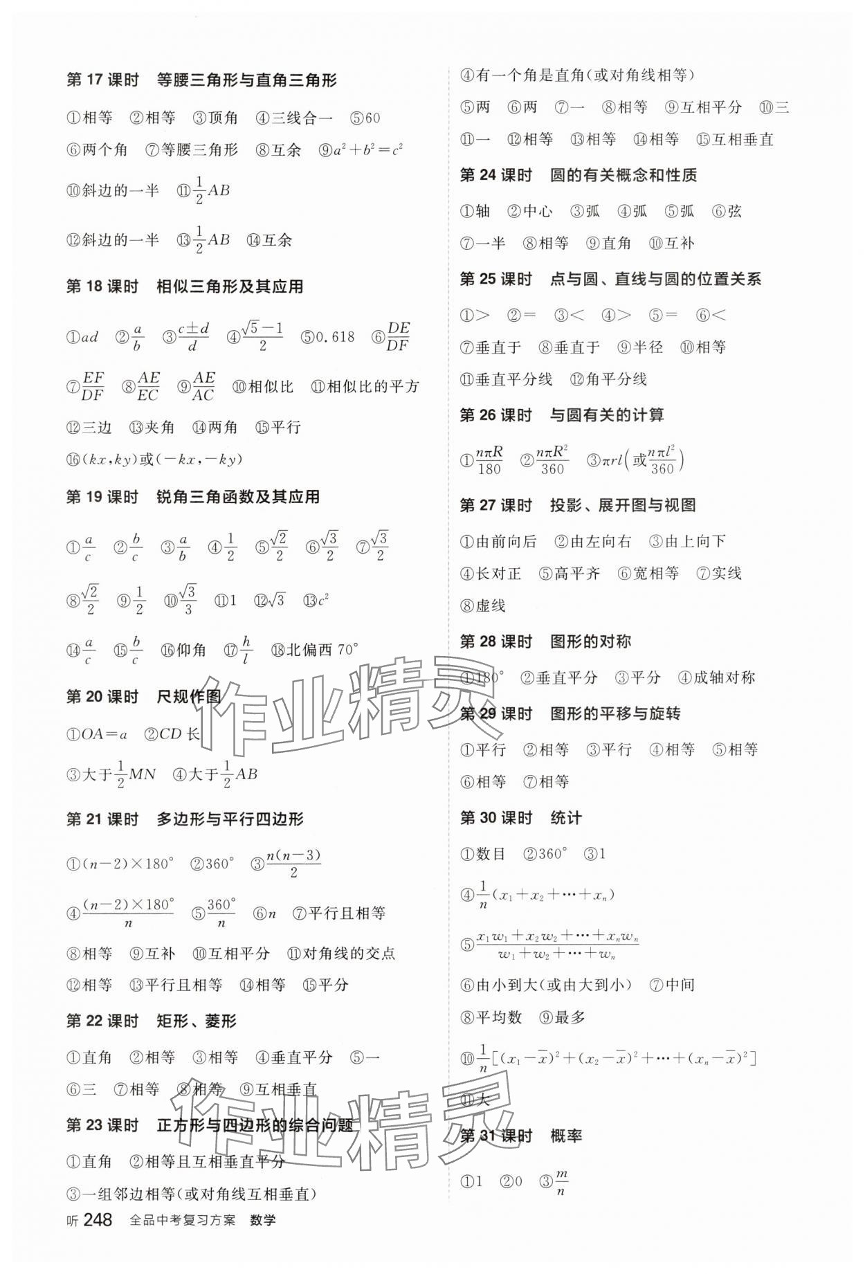2025年全品中考復(fù)習(xí)方案數(shù)學(xué)中考人教版 參考答案第2頁