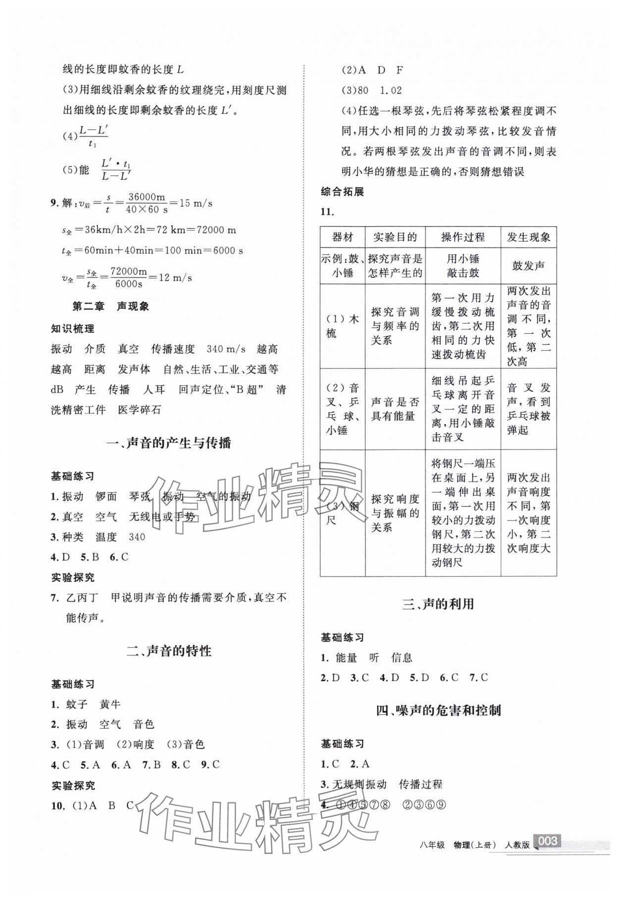 2023年學(xué)習(xí)之友八年級(jí)物理上冊(cè)人教版 參考答案第3頁